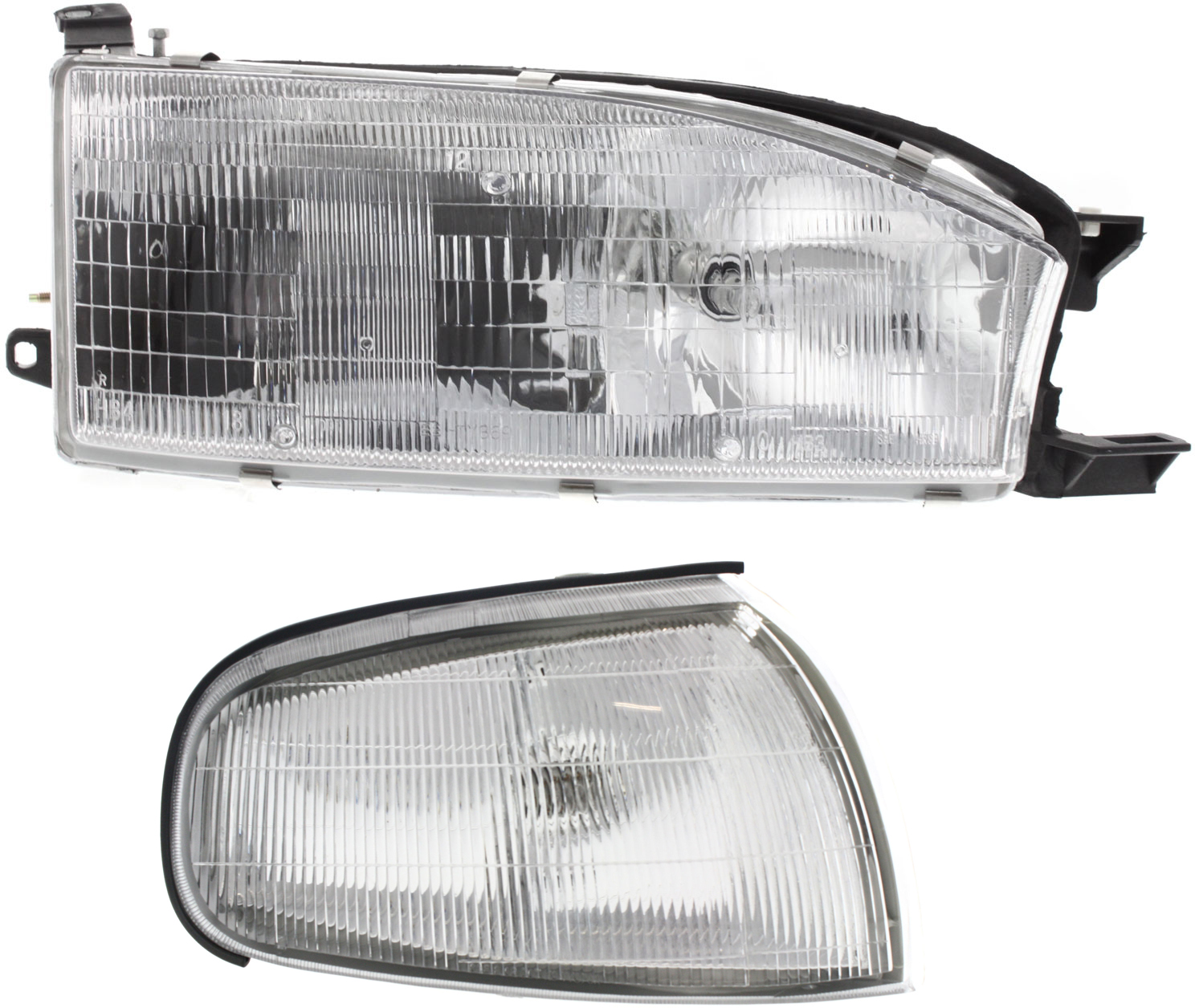 AM CAMRY 92-94 HEAD LAMP RH 2 pc Kit Assembly with Corner Light SKU KIT 053018-31 Partslink TO2503105 TO2521109 OEM 8111006011-8161006010