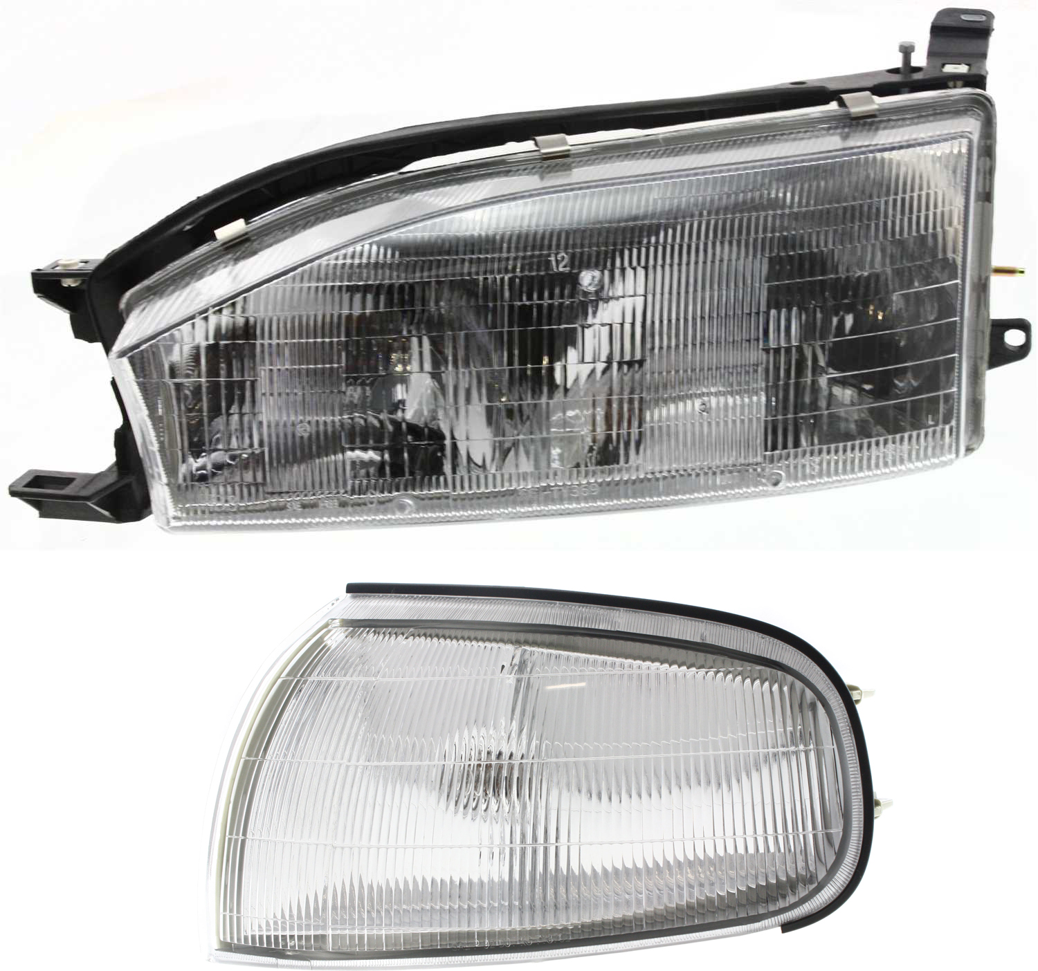 AM CAMRY 92-94 HEAD LAMP LH 2 pc Kit Assembly with Corner Light SKU KIT 053018-32 Partslink TO2502105 TO2520107 OEM 8115006011-8162006010