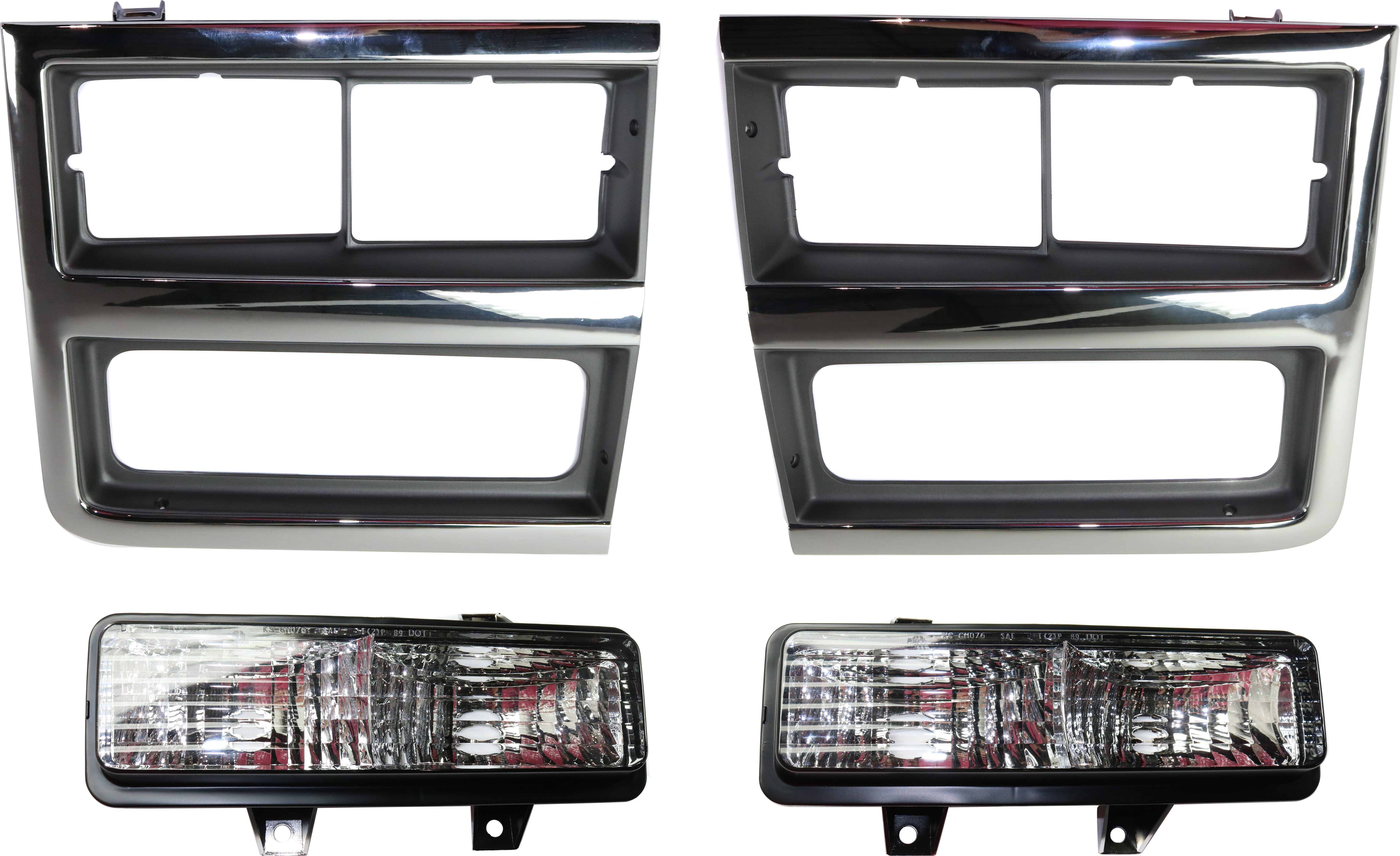 AM BLAZER SUBURBAN 89-91 PARK LAMP RH AND LH 4 pc Kit with Headlight Door SKU KIT 053018-40 Partslink GM2521130 GM2520130 GM2512161 GM2513162 OEM 5975228-5975227-15628669-15628