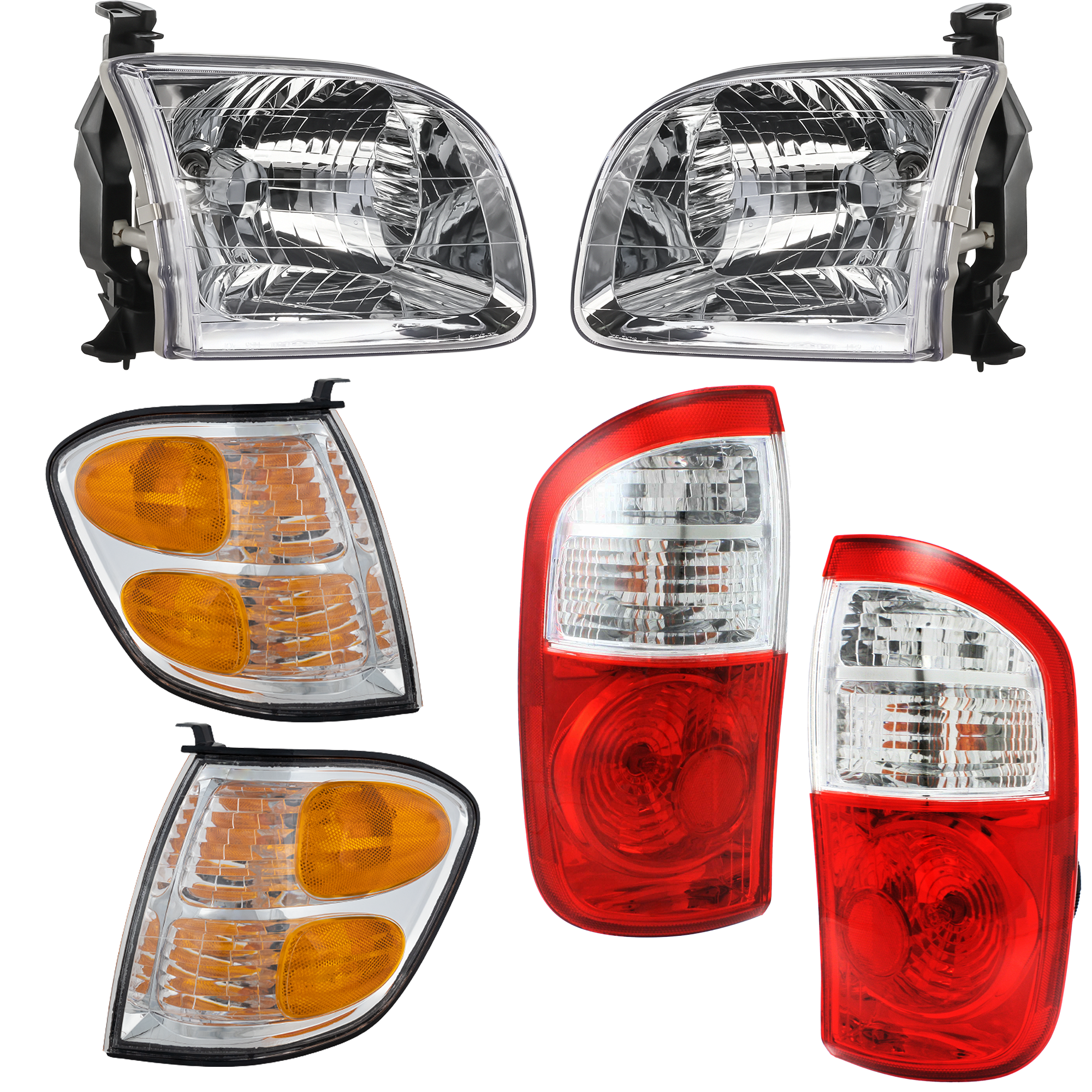 AM TUNDRA 04-04 TAIL LAMP RH AND LH 6 pc Kit with Turn Signal Light and Headlight SKU KIT 053018-47 Partslink TO2800153 TO2801153 TO2502144 TO2503144 TO2530143 TO2531143 OEM 815500C040-815600C040-811500C0