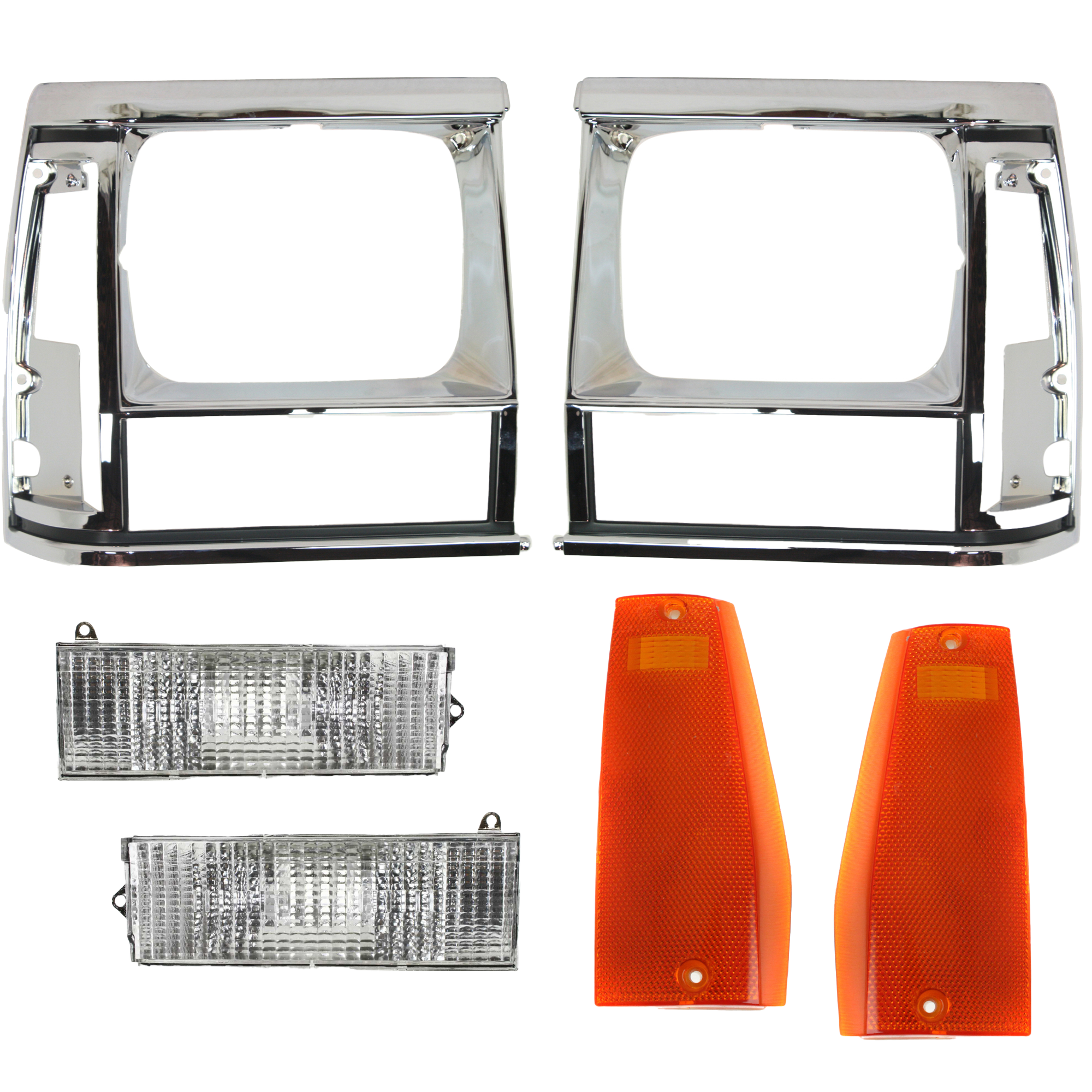 AM CHEROKEE 91-96 COMANCHE 91-92 HEAD LAMP DOOR RH and LH 6 pc Kit with Side Marker and Turn Signal Light SKU KIT 053018-48 Partslink CH2513123 CH2512123 CH2550113 CH2551113 CH2530101 CH2531101 OEM 55034078-55034079-56000111-560