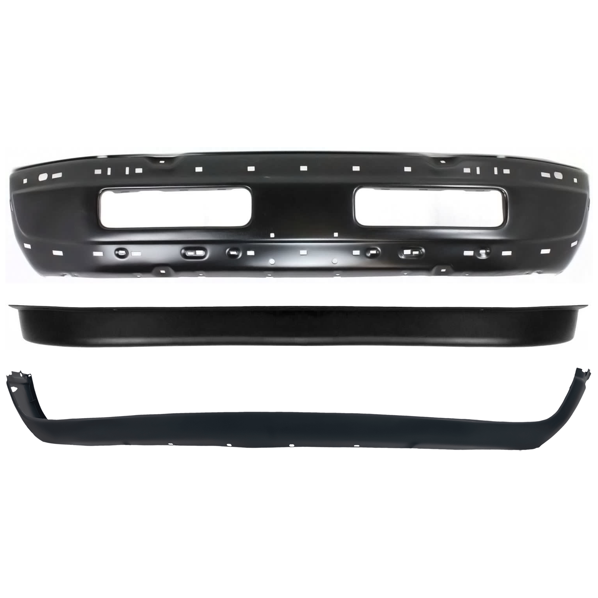 AM RAM 1500-94-95 FRONT BUMPER Painted Black 3 pc kit SKU KIT 053024 C05 Partslink CH1002173 CH1002259 CH1000232 CH1090124 OEM 5DY06PSJ 5011476AD 55076614AC