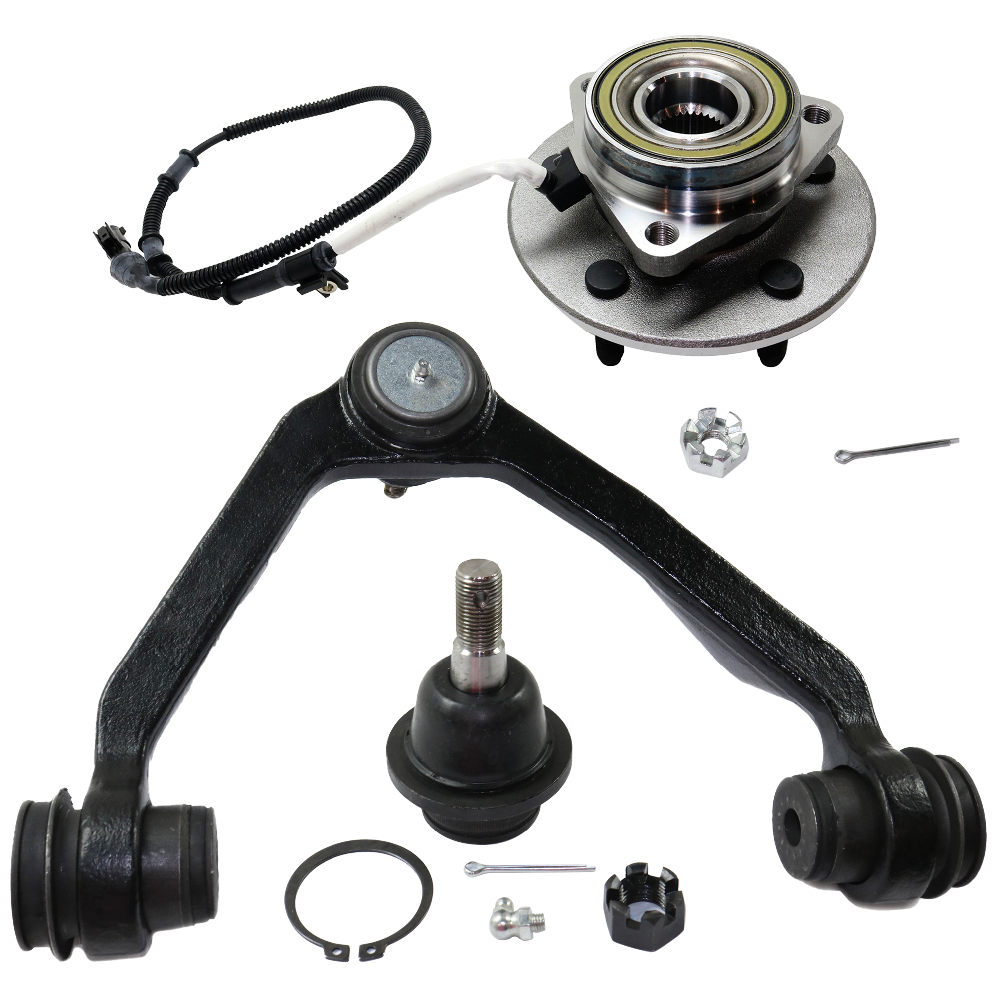AM F 150-97-03 FRONT CONTROL ARM RH AND LH Upper 3 pc kit SKU KIT 053024 C52 OEM 6L3Z1104A 104222-285019-101676