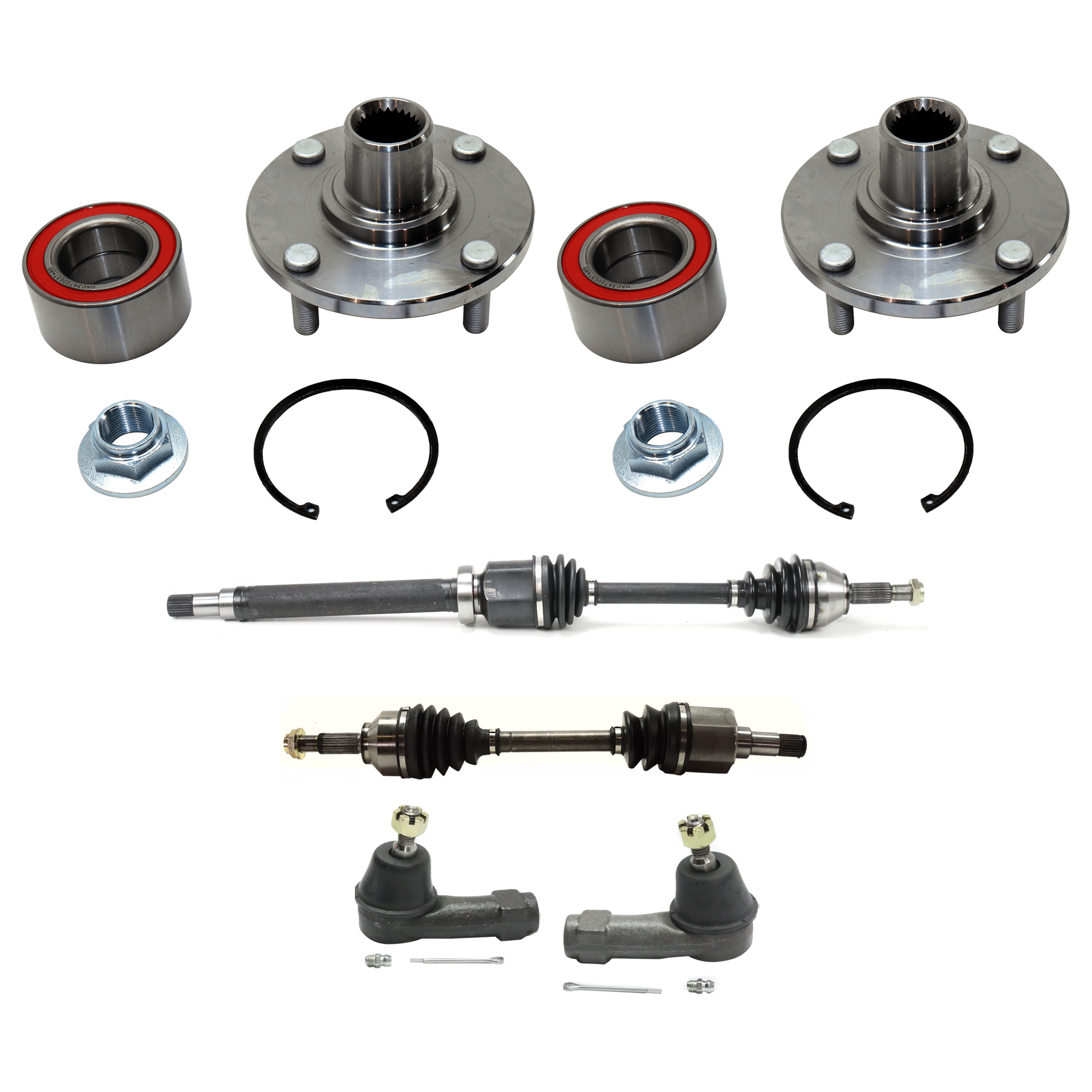 AM EXPEDITION 97-02 FRONT BALL JOINT RH AND LH Inner and Outer 6 pc kit with Tie Rod Ends and Wheel Hubs SKU KIT 053024 C60 OEM 2693213-4011876-4011877-401187