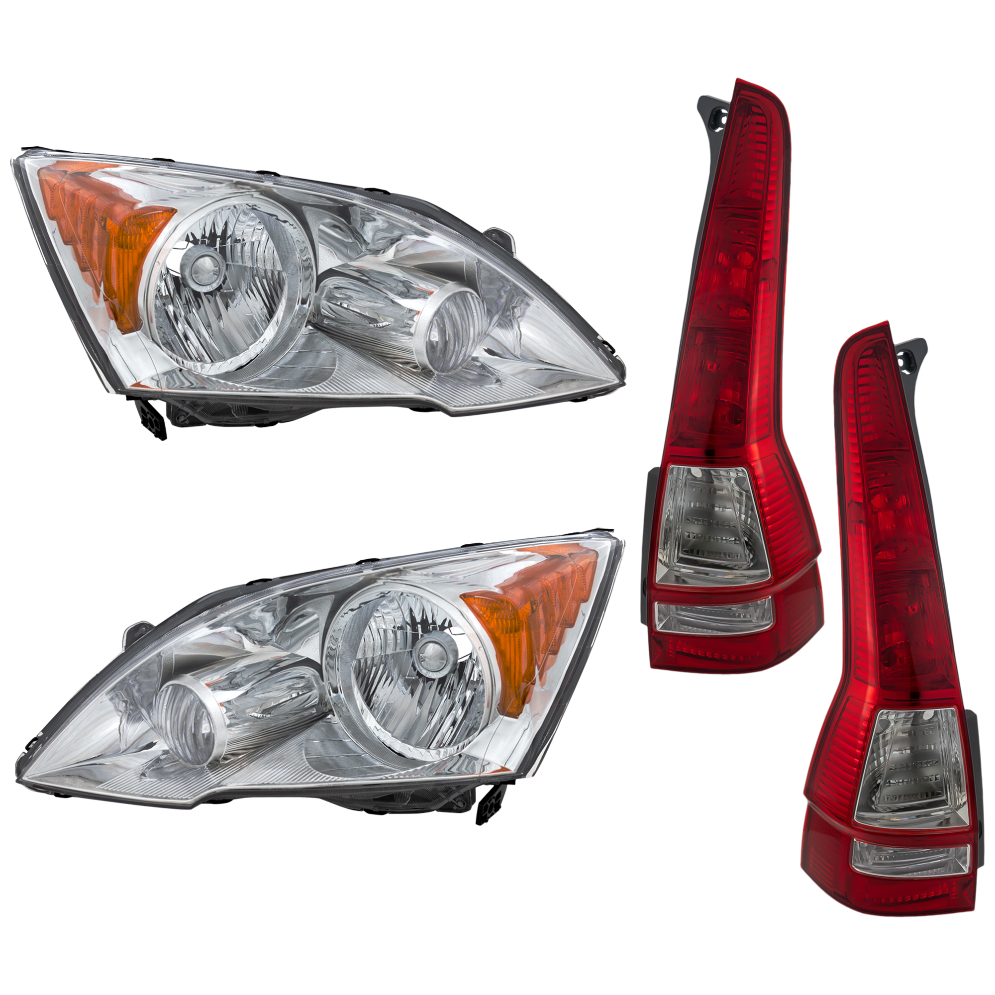 AM SIERRA 1500-09-12 HEAD LAMP RH AND LH 4 pc Kit with Headlight SKU KIT 053024 C64 Partslink HO2800173 HO2801173 HO2503129 HO2502129 OEM 33501SWAA02-33551SWAA02-33101S