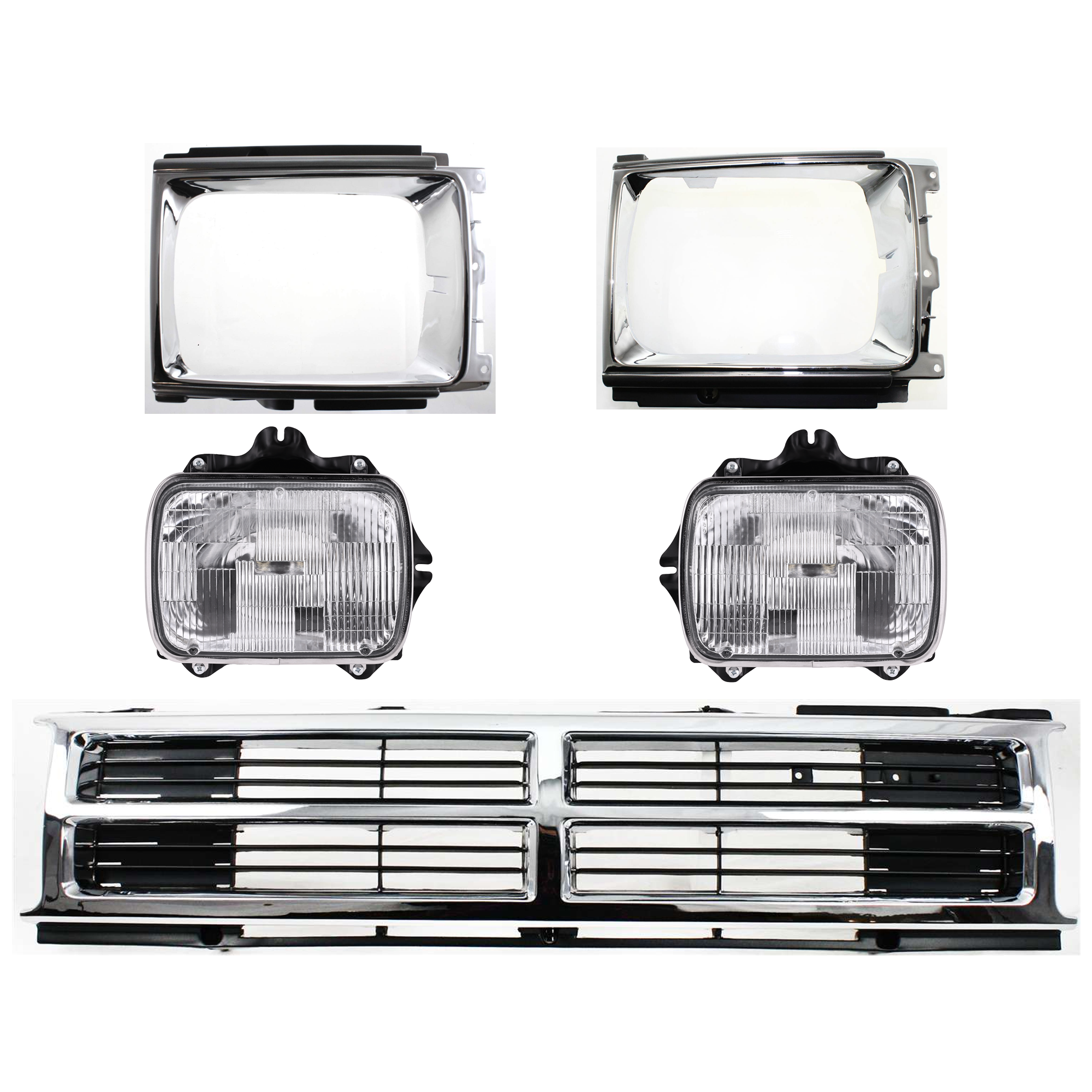 AM 4RUNNER 87-89 HEAD LAMP RH AND LH 5 pc kit SKU KIT 053024 C90 Partslink TO2500113 TO2501117 TO1200133 TO2512107 TO2513109 OEM 8111089155-8111080367-81150891