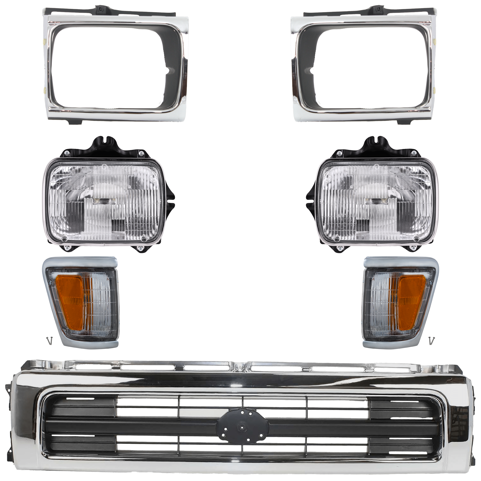 AM TOYOTA PICKUP 92-95 HEAD LAMP RH AND LH 7 pc kit SKU KIT 053024 C95 Partslink TO2500113 TO2501117 TO2520129 TO2521131 TO1200149 TO2512116 TO2513118 OEM 8111089155-8111080367-81150891