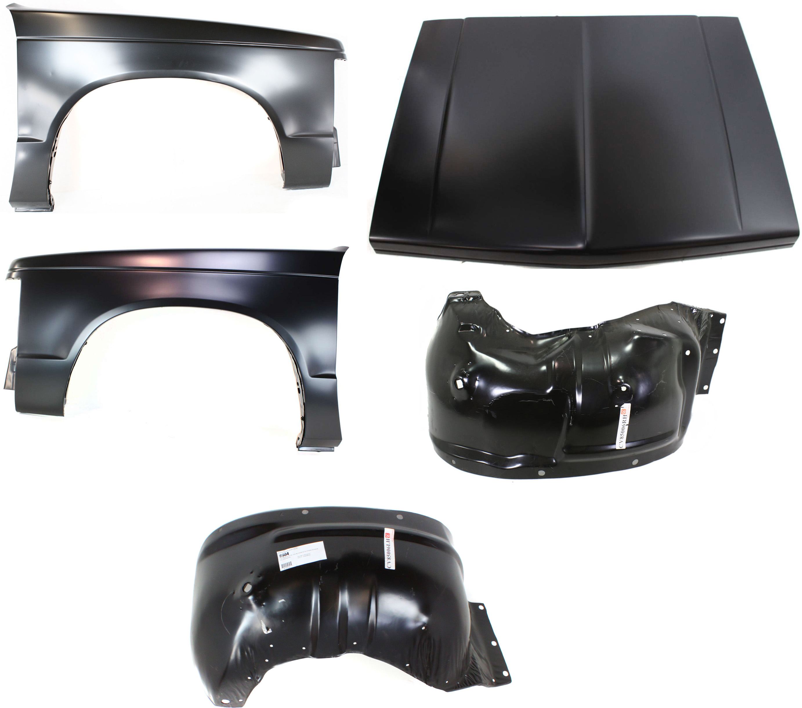 AM BRAVADA 91-94 S15-82-90 HOOD 5 pc Kit with Fenders and Wheelhouses SKU KIT 053100-13 Partslink GM1230124 GM1241135 GM1240180 GM1247103 GM1246103 OEM 15628246-15961502-15961503-156
