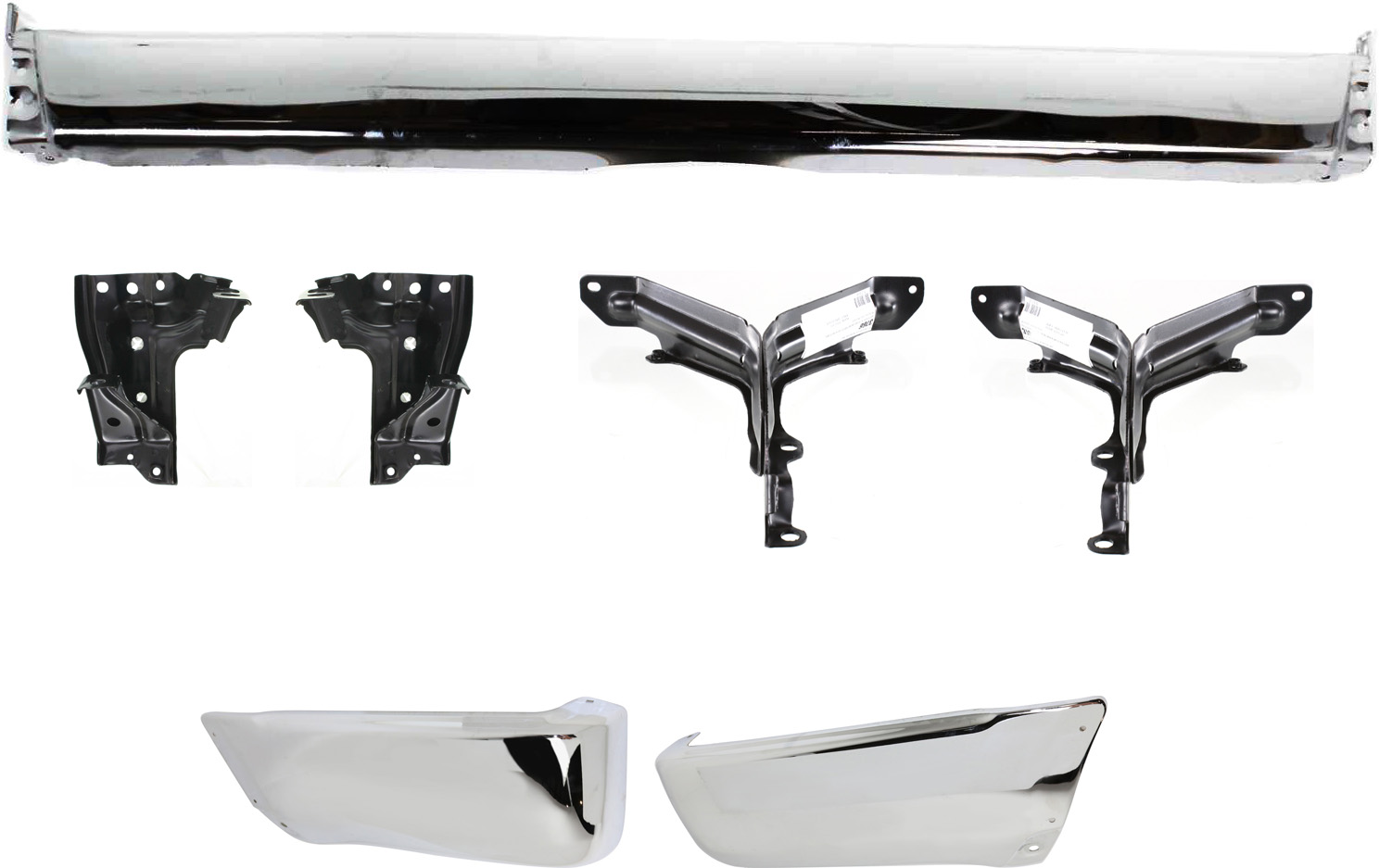AM 4RUNNER 96-98 STEP BUMPER FACE BAR ONLY 7 pc Kit w o Pad w Pad Provision w Mounting Bracket Steel Chrome w Bumper End SKU KIT 053100-1 Partslink TO1102219 TO1143123 TO1142123 TO1167104 TO1166104 TO1105103 TO1104103 OEM 5210535130-5209335010-52015350