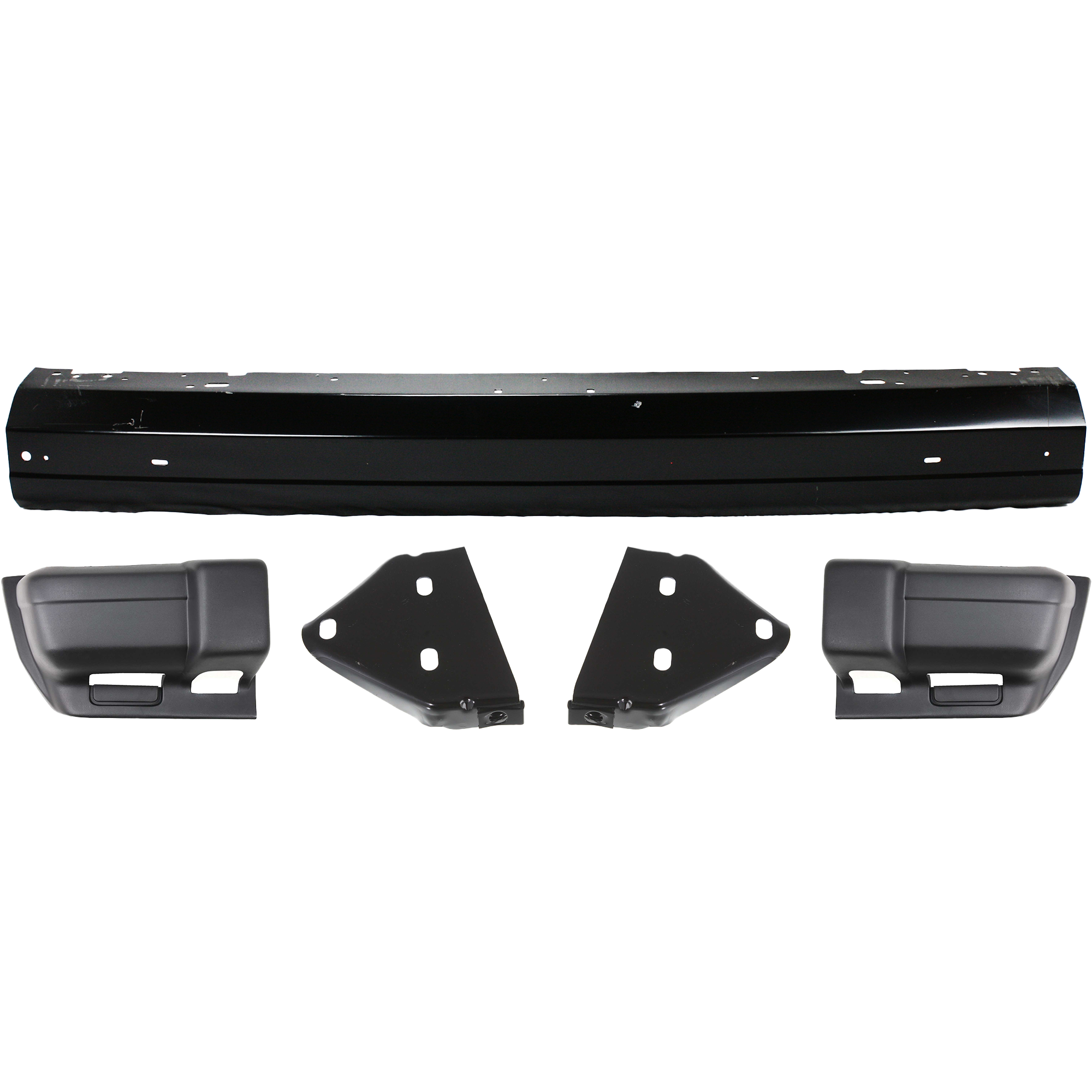 AM CHEROKEE 97-01 FRONT BUMPER 5 pc kit with Bumper Brackets and Bumper Ends SKU KIT 053100-23 Partslink CH1002257 CH1067104 CH1066104 CH1005126 CH1004126 OEM 5019155AA 55175268AB 55175269A