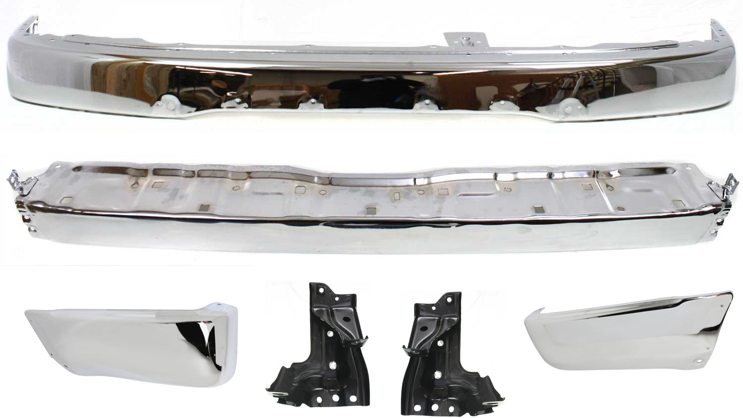 AM 4RUNNER 99-02 STEP BUMPER 6 pc Kit Chrome Steel Includes Bumper Bumper Bracket and Bumper End SKU KIT 053100-3 Partslink TO1002168 TO1143123 TO1142123 TO1105103 TO1104103 TO1102228 OEM 5210135660-5209335010-52015350