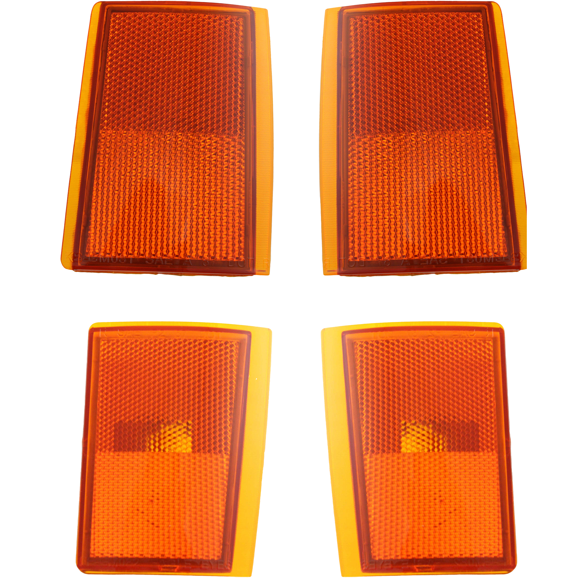 AM C K FULL SIZE P U 88-93 FRONT SIDE REFLECTOR RH AND LH Upper 4 pc kit with Side Markers SKU KIT 053100-43 Partslink GM2556102 GM2557102 GM2551105 GM2550105 OEM 5975197-5975198-5975196-597519
