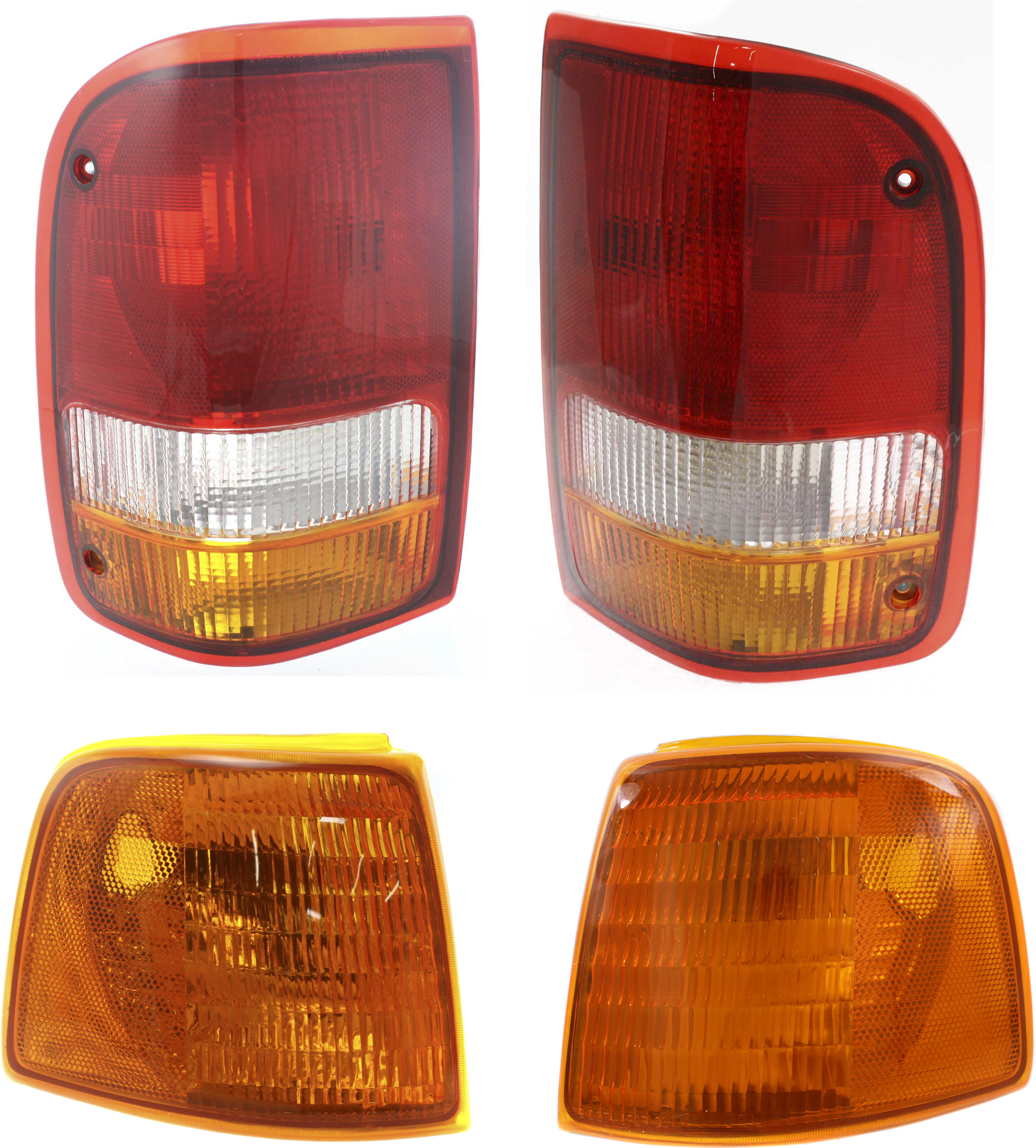 AM RANGER 93-97 TAIL LAMP RH AND LH 4 pc Kit with Corner Light SKU KIT 053100-46 Partslink FO2800110 FO2801110 FO2521116 FO2520118 OEM F37Z13405A F37Z13404A F37Z1320