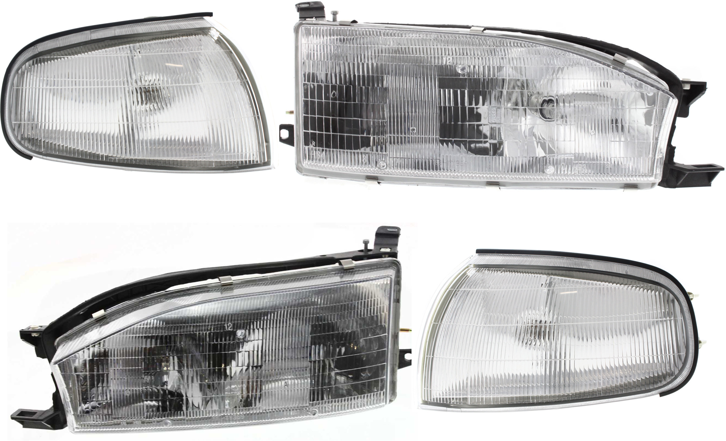 AM CAMRY 92-94 HEAD LAMP RH AND LH 4 pc Kit Assembly with Corner Lights SKU KIT 053100-55 Partslink TO2502105 TO2503105 TO2521109 TO2520107 OEM 8115006011-8111006011-81610060