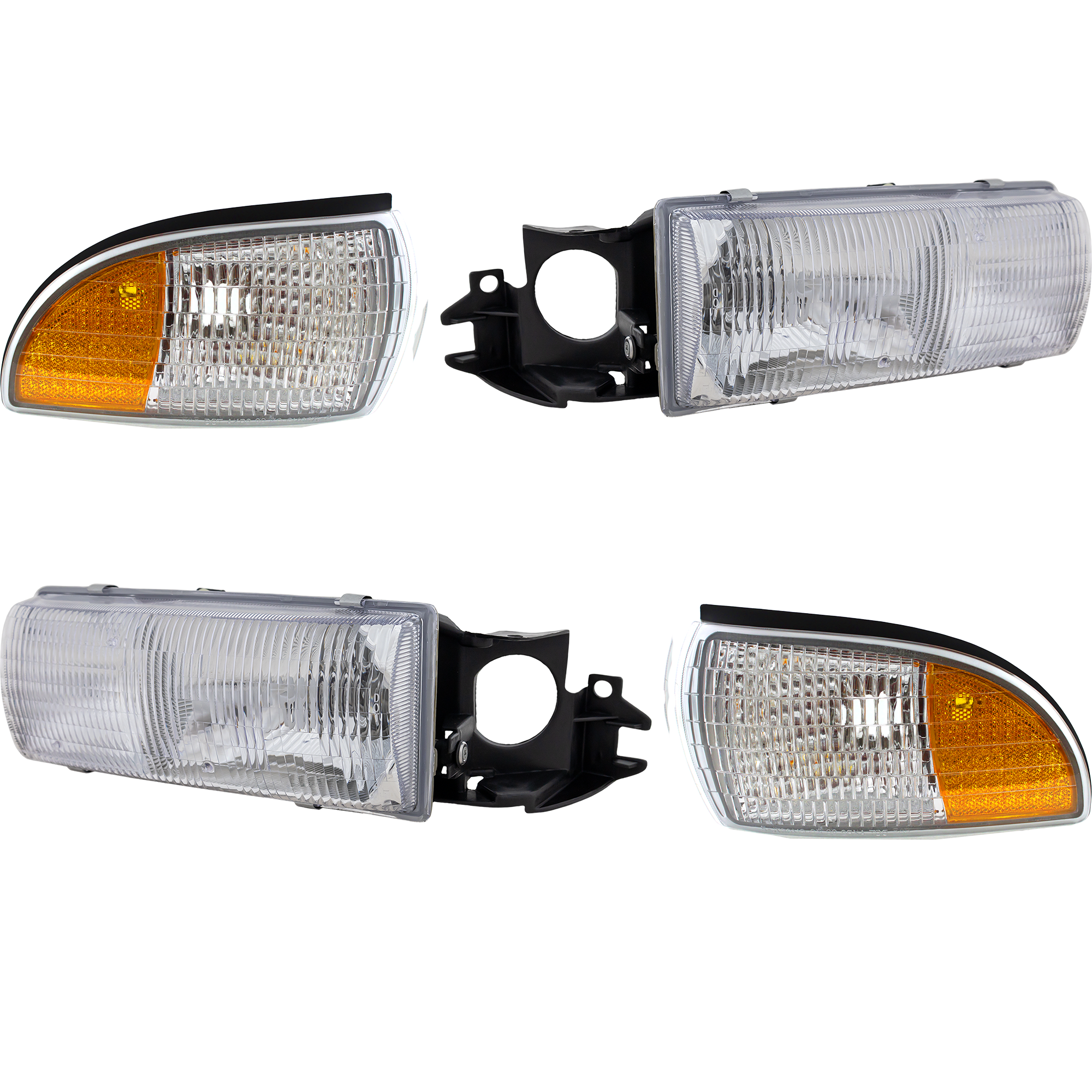 AM ROADMASTER 91-96 IMPALA 94-96 HEAD LAMP RH AND LH 4 pc Kit Assembly with Side Markers SKU KIT 053100-56 Partslink GM2502124 GM2503123 GM2521120 GM2520120 OEM 16519235-16519236-5976556-5976