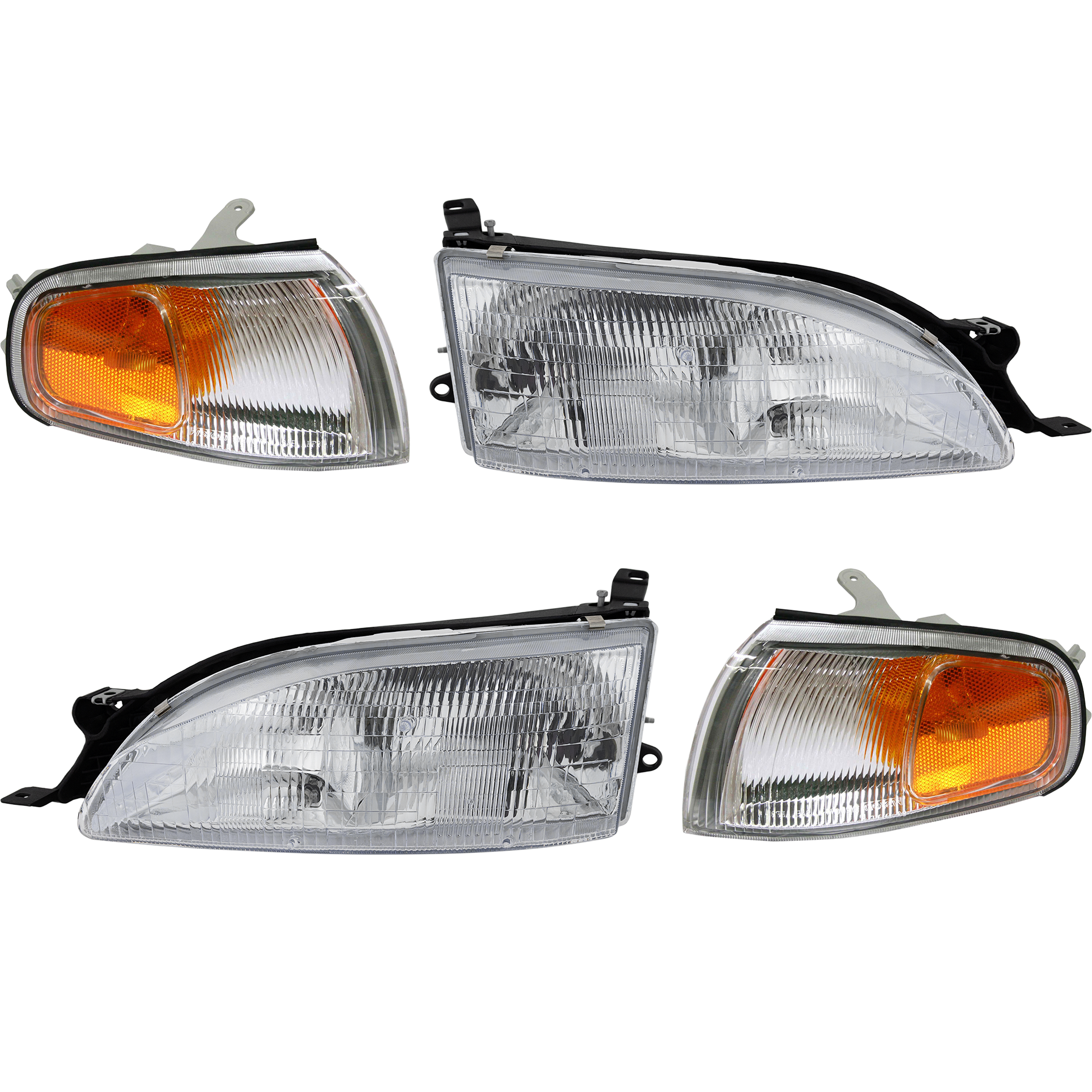 AM CAMRY 95-96 HEAD LAMP RH AND LH 4 pc Kit with Bulbs with Corner Light USA Built Vehicle SKU KIT 053100-58 Partslink TO2502112 TO2503112 TO2521139 TO2520139 OEM 8115006032-8111006032-81610060