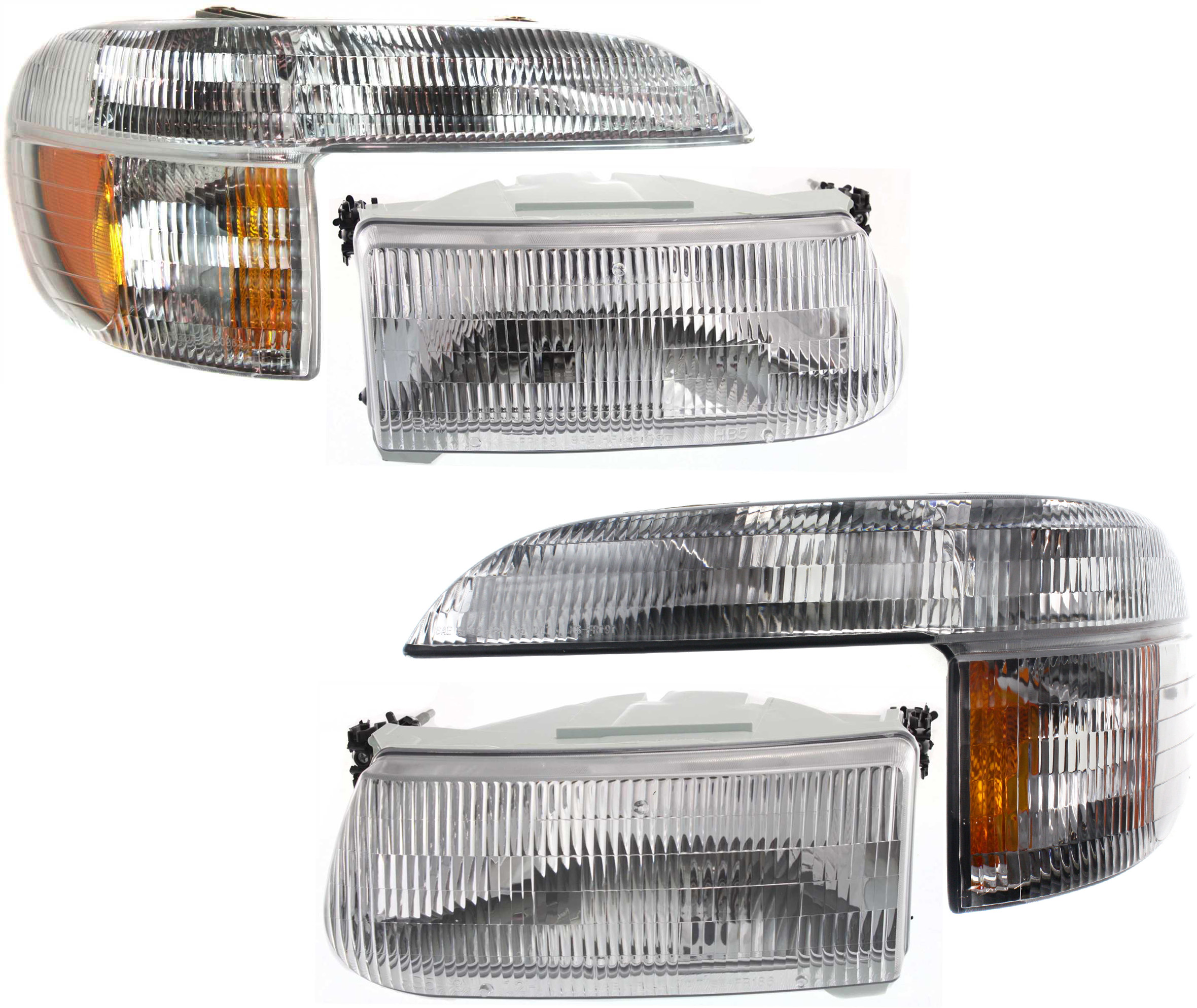 AM EXPLORER 95-01 MOUNTAINEER 97-97 HEAD LAMP RH AND LH Assembly Halogen 4 pc Kit with Corner Lights SKU KIT 053100-62 Partslink FO2502122 FO2503122 FO2521130 FO2520130 OEM F5TZ13008B F5TZ13008A F67Z1320