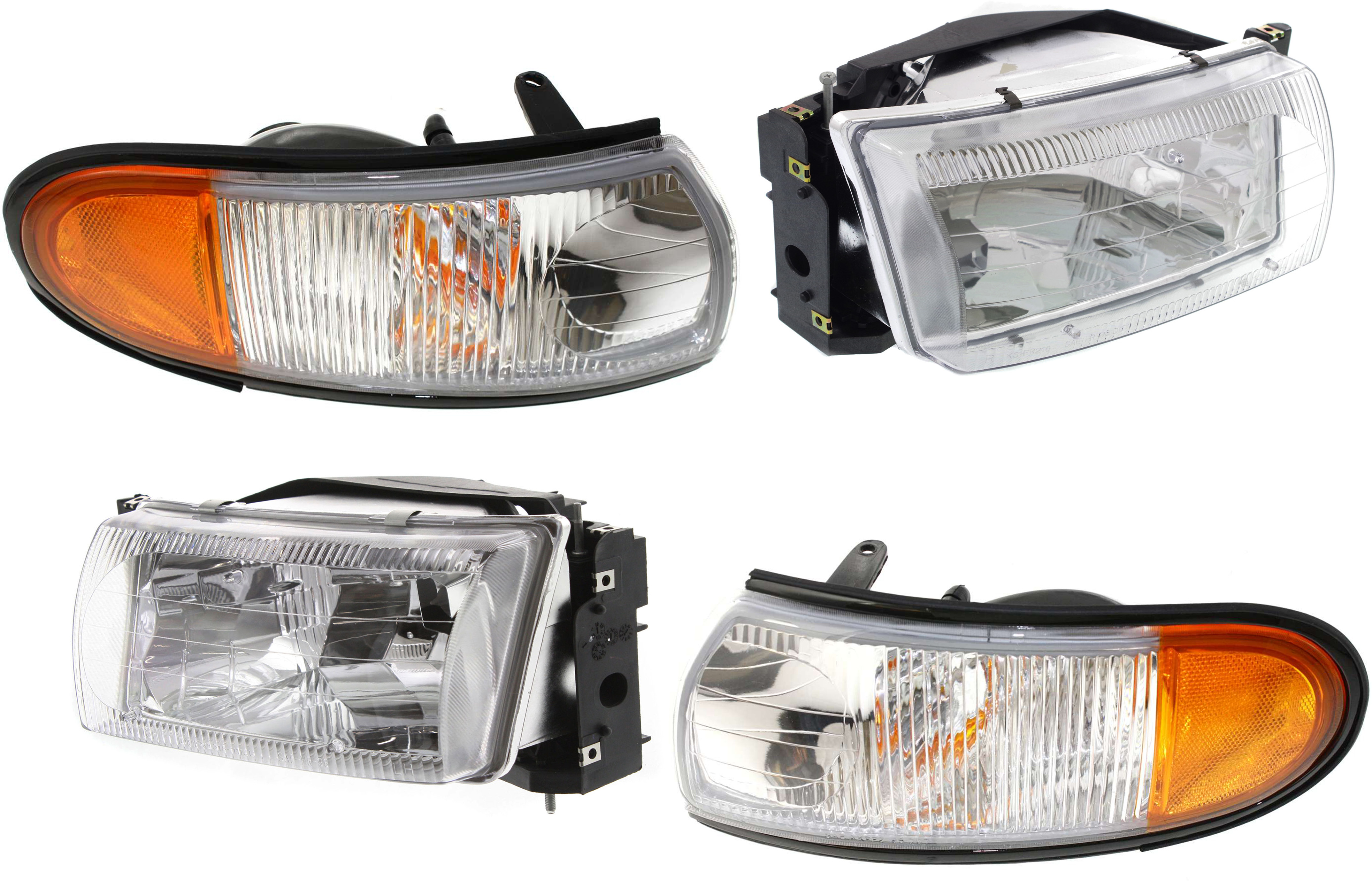 AM QUEST VILLAGER 96-98 HEAD LAMP RH AND LH Assembly Halogen 4 pc Kit with Corner Lights SKU KIT 053100-65 Partslink NI2502119 NI2503119 NI2521122 NI2520122 OEM F6XZ13N053AB B60106B000 F6XZ13