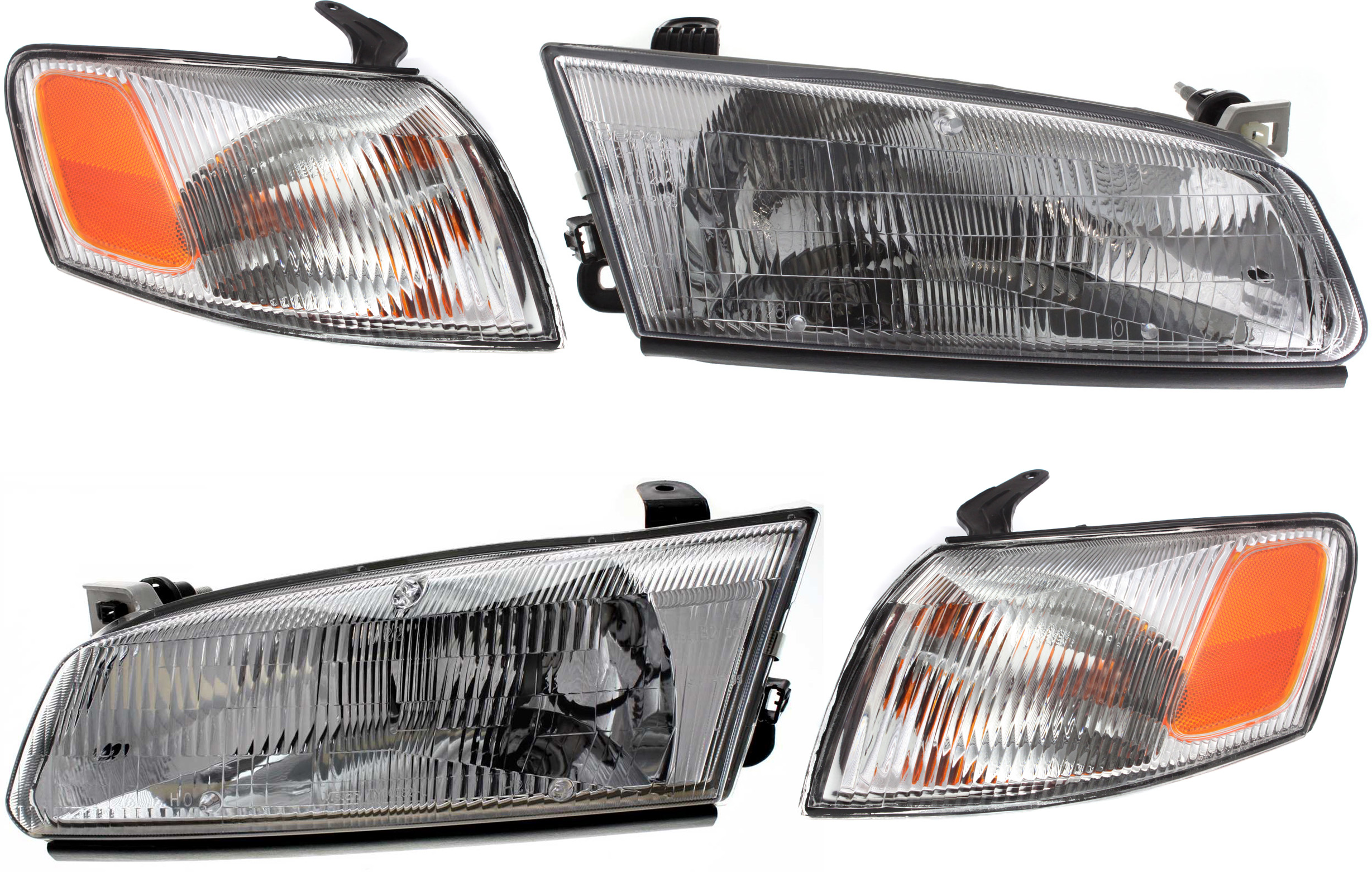 AM CAMRY 97-99 HEAD LAMP RH AND LH Assembly Halogen 4 pc Kit with Corner Lights SKU KIT 053100-66 Partslink TO2502117 TO2503117 TO2531126 TO2530126 OEM 81150AA010-81110AA010-81510AA0
