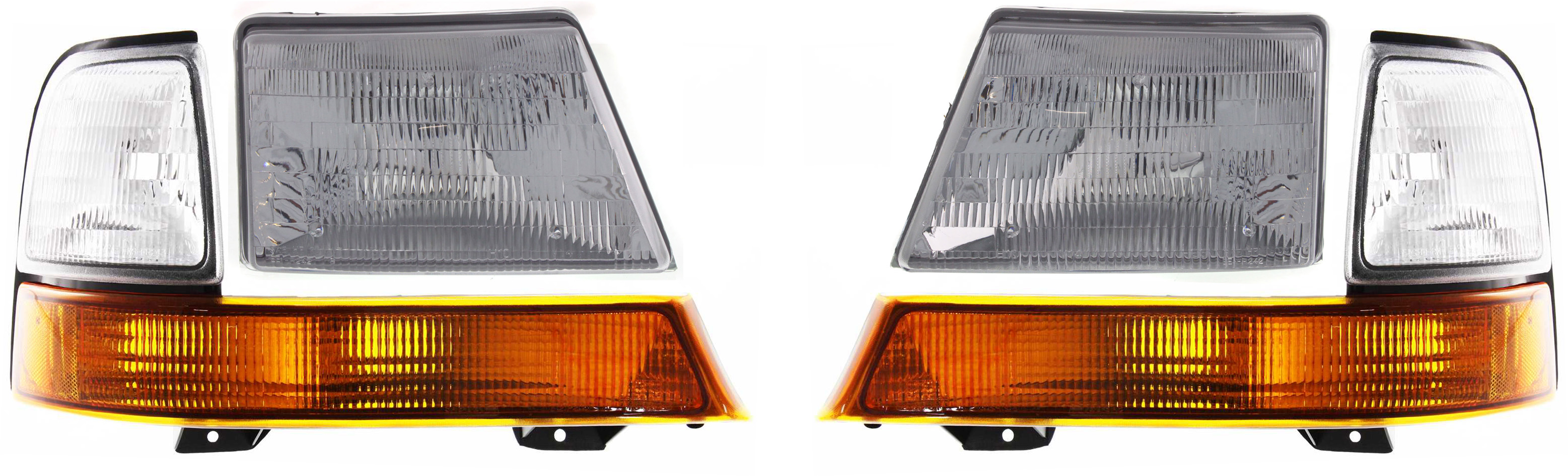AM RANGER 98-00 HEAD LAMP RH AND LH Assembly Halogen 4 pc Kit with Corner Lights SKU KIT 053100-71 Partslink FO2502151 FO2503151 FO2521144 FO2520144 OEM F87Z13008FB F87Z13008EB F87Z13
