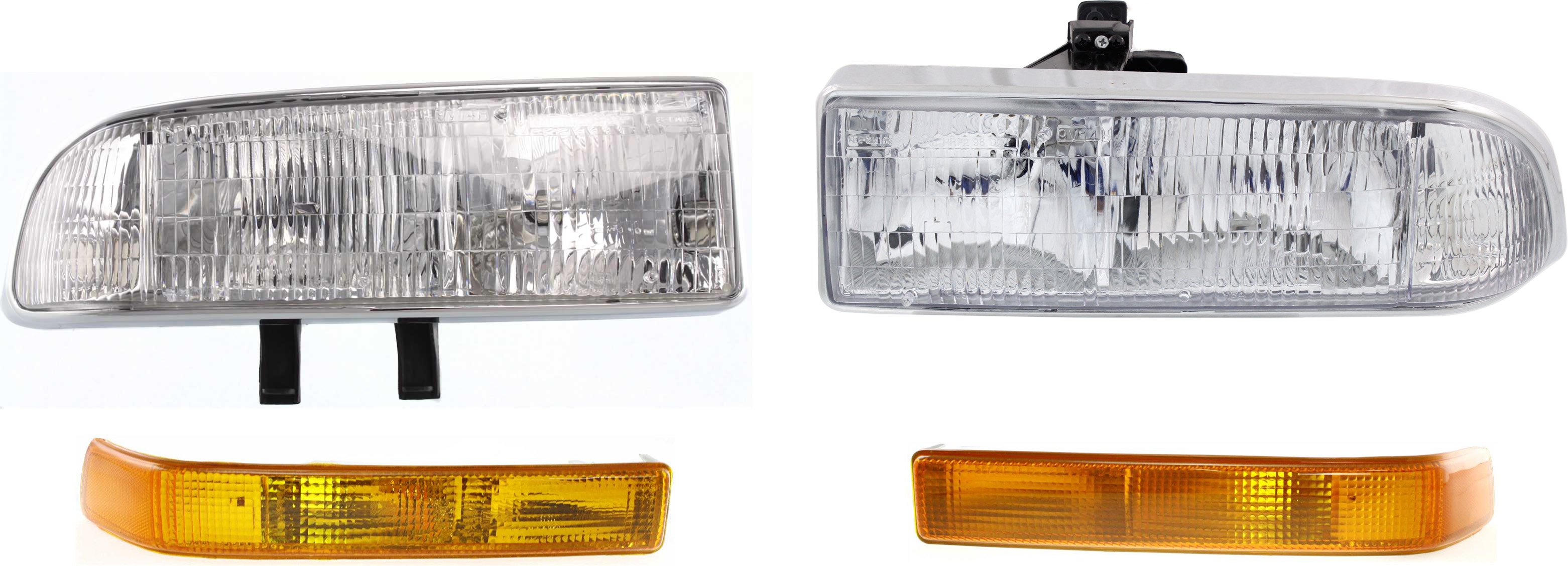 AM BLAZER 98-05 S10-98-04 HEAD LAMP RH AND LH Assembly Halogen 4 pc Kit with Turn Signal Lights SKU KIT 053100-72 Partslink GM2502172 GM2503172 GM2521162 GM2520162 OEM 15098267 PFM 15098268 PFM 1652