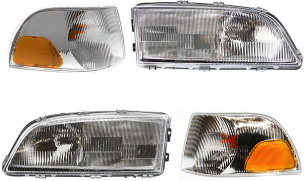 AM S70 V70-98-00 C70-98-02 HEAD LAMP RH AND LH Assembly Halogen 4 pc Kit with Corner Lights SKU KIT 053100-75 Partslink VO2502102 VO2503102 VO2521101 VO2520101 OEM 86284023-86284031-94831856-948