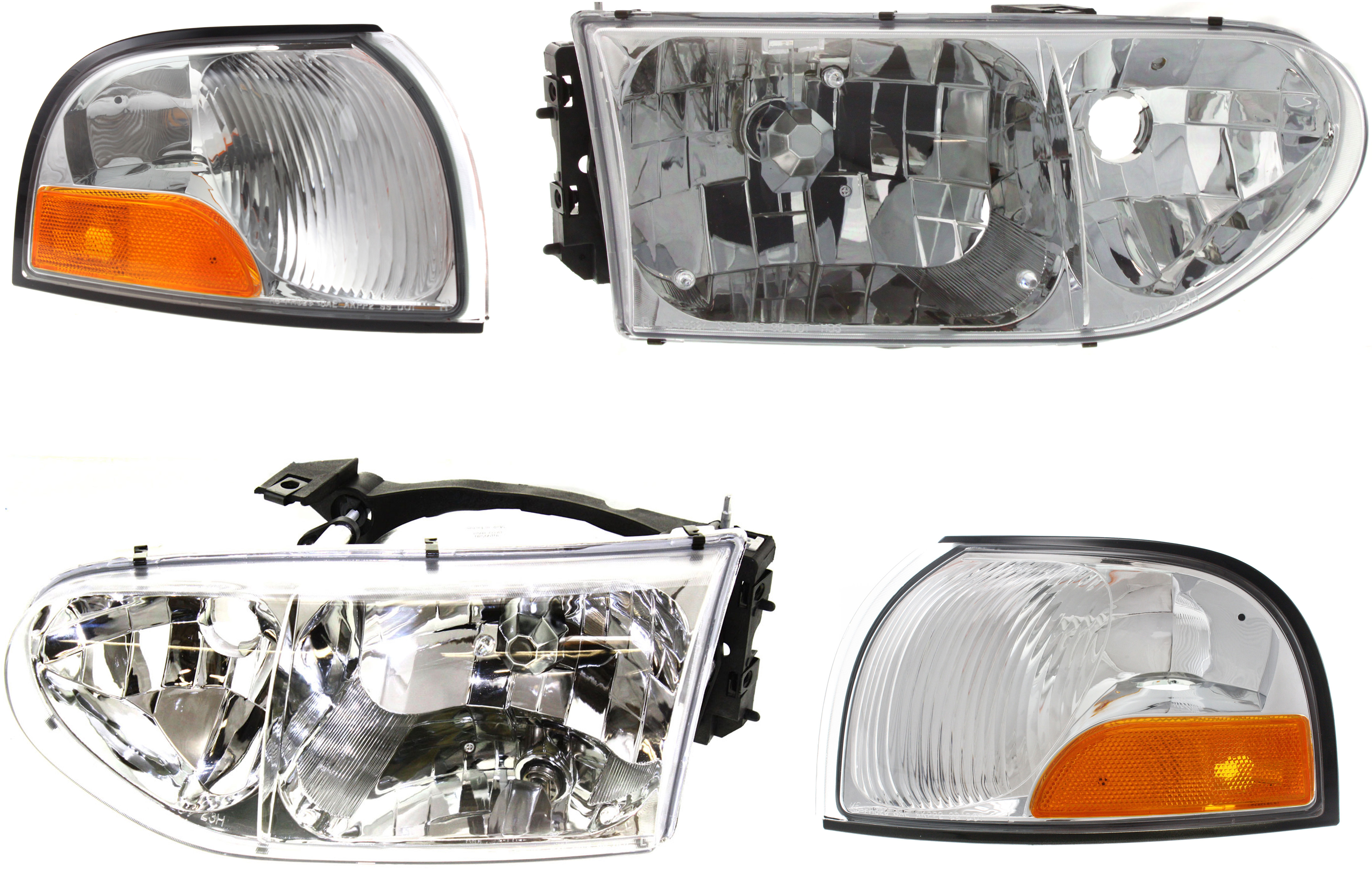 AM QUEST 99-00 VILLAGER 99-02 HEAD LAMP RH AND LH Assembly Halogen 4 pc Kit with Corner Lights SKU KIT 053100-77 Partslink FO2502165 FO2503165 FO2521158 NI2521128 NI2521133 FO2520158 NI2520128 NI2520133 OEM B60607B000 B60107B000 XF5Z1320