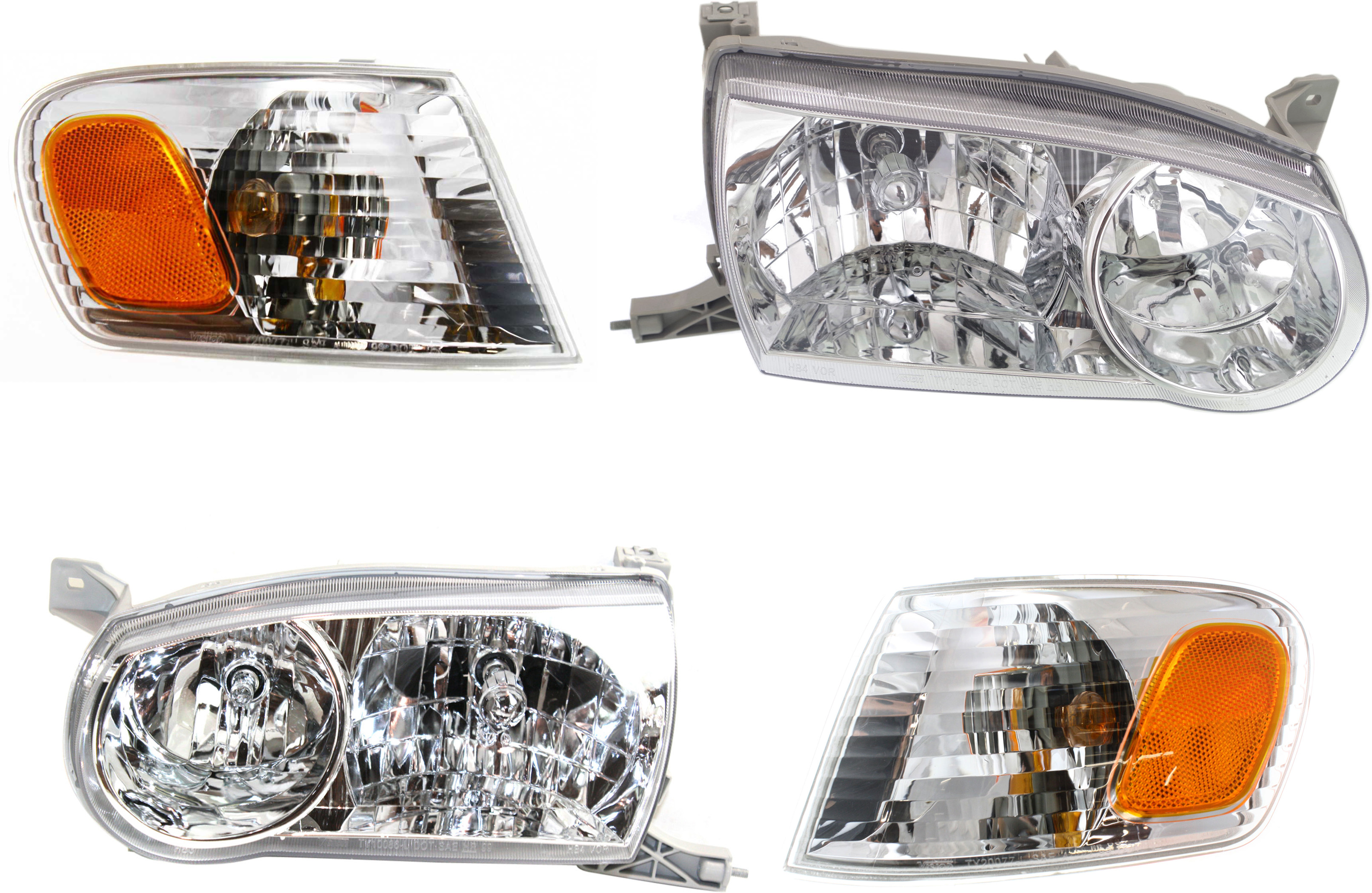 AM COROLLA 01-02 HEAD LAMP RH AND LH Assembly Halogen 4 pc Kit with Corner Lights SKU KIT 053100-80 Partslink TO2502133 TO2503133 TO2531137 TO2530137 OEM 8111002110-8115002100-81510020