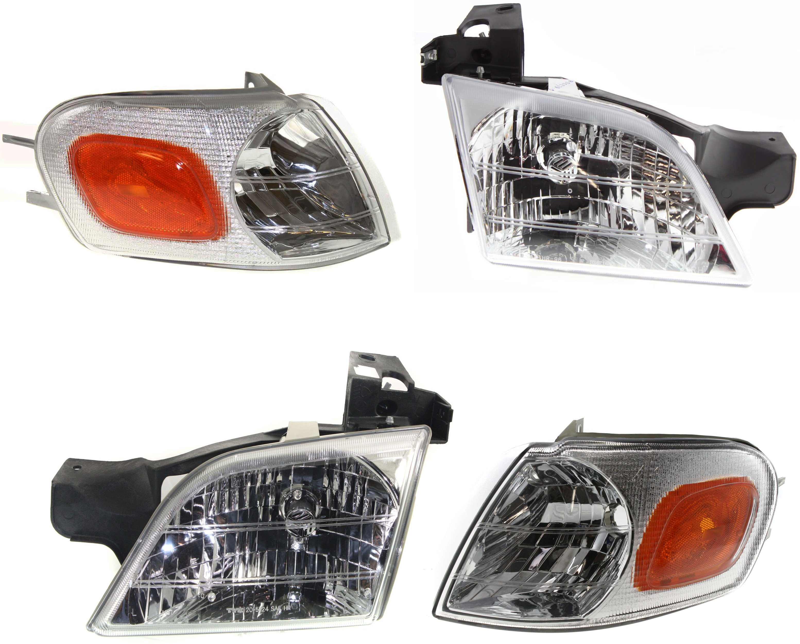 AM VENTURE 97-05 MONTANA 99-05 HEAD LAMP RH AND LH Assembly Halogen 4 pc Kit with Corner Lights SKU KIT 053100-89 Partslink GM2502175 GM2503175 GM2521155 GM2520155 OEM 10368389-10368388-15130499-151