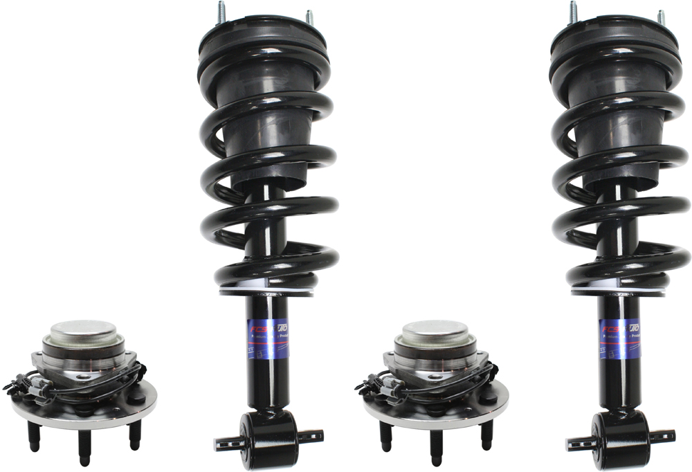 AM SILVERADO SIERRA 1500-07-13 FRONT SUSPENSION KIT RH AND LH 4 pc kit with Loaded Struts and Wheel Hubs SKU KIT 053117-11 OEM 25980102-25888684-22841380