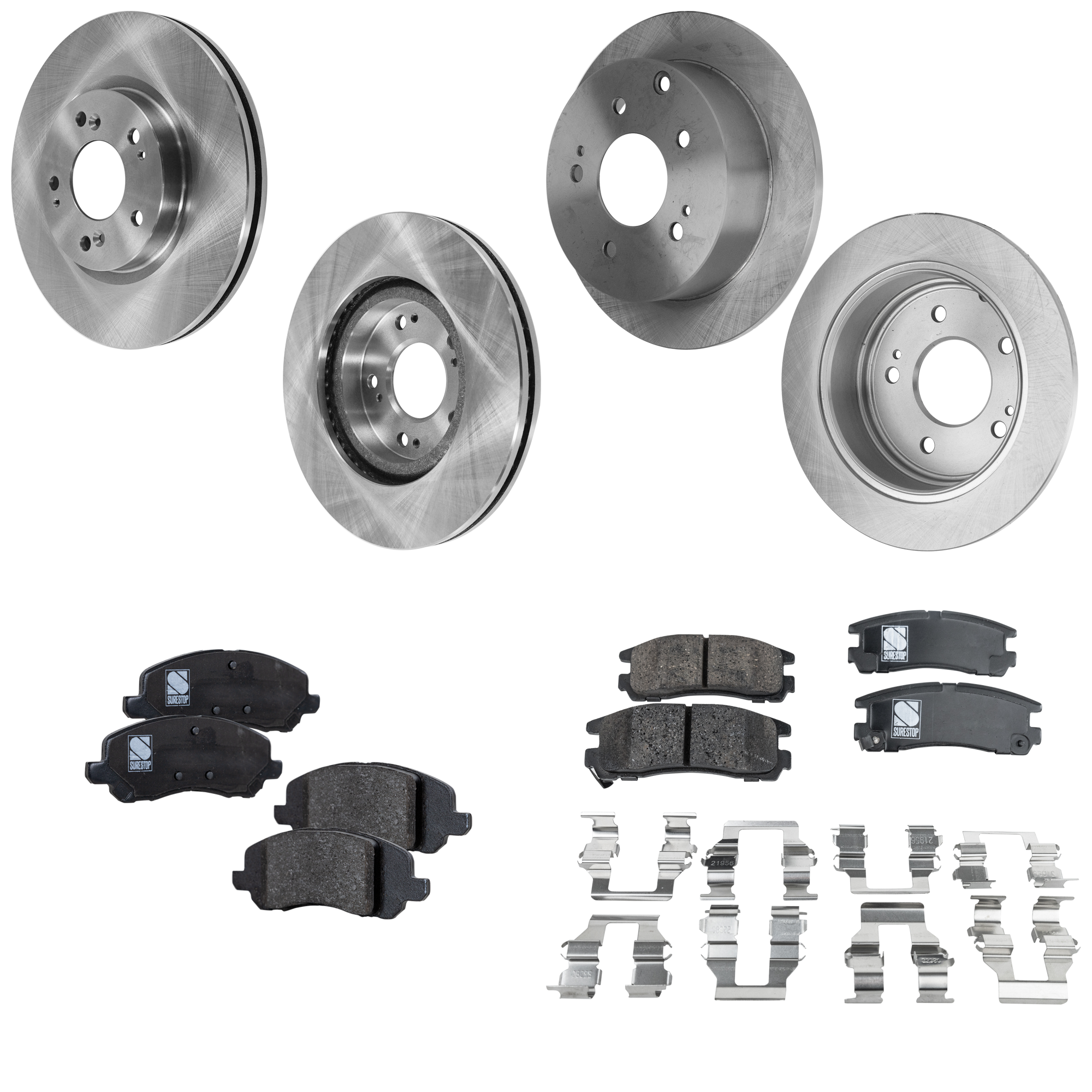 AM ECLIPSE 06-12 FRONT AND REAR BRAKE DISC AND PAD KIT 4 Wheel Set Plain Surface 5 Lugs SKU KIT 053123-35 OEM MR955697-4615A056 CW759093 MN1