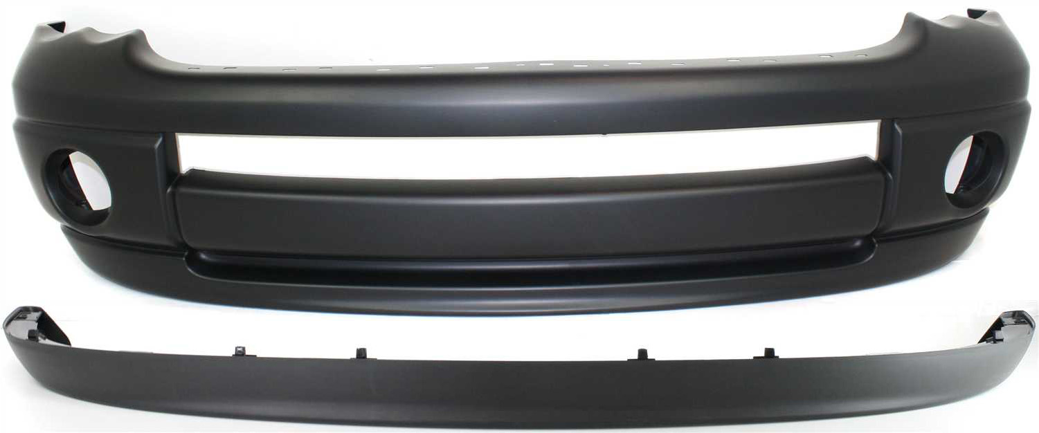 AM RAM FULL SIZE P U 02-05 FRONT BUMPER COVER 2 pc Kit with Valance SKU KIT 060117-65 Partslink CH1000463 CH1090125 OEM 5073001AF 55077337AD 55077337A