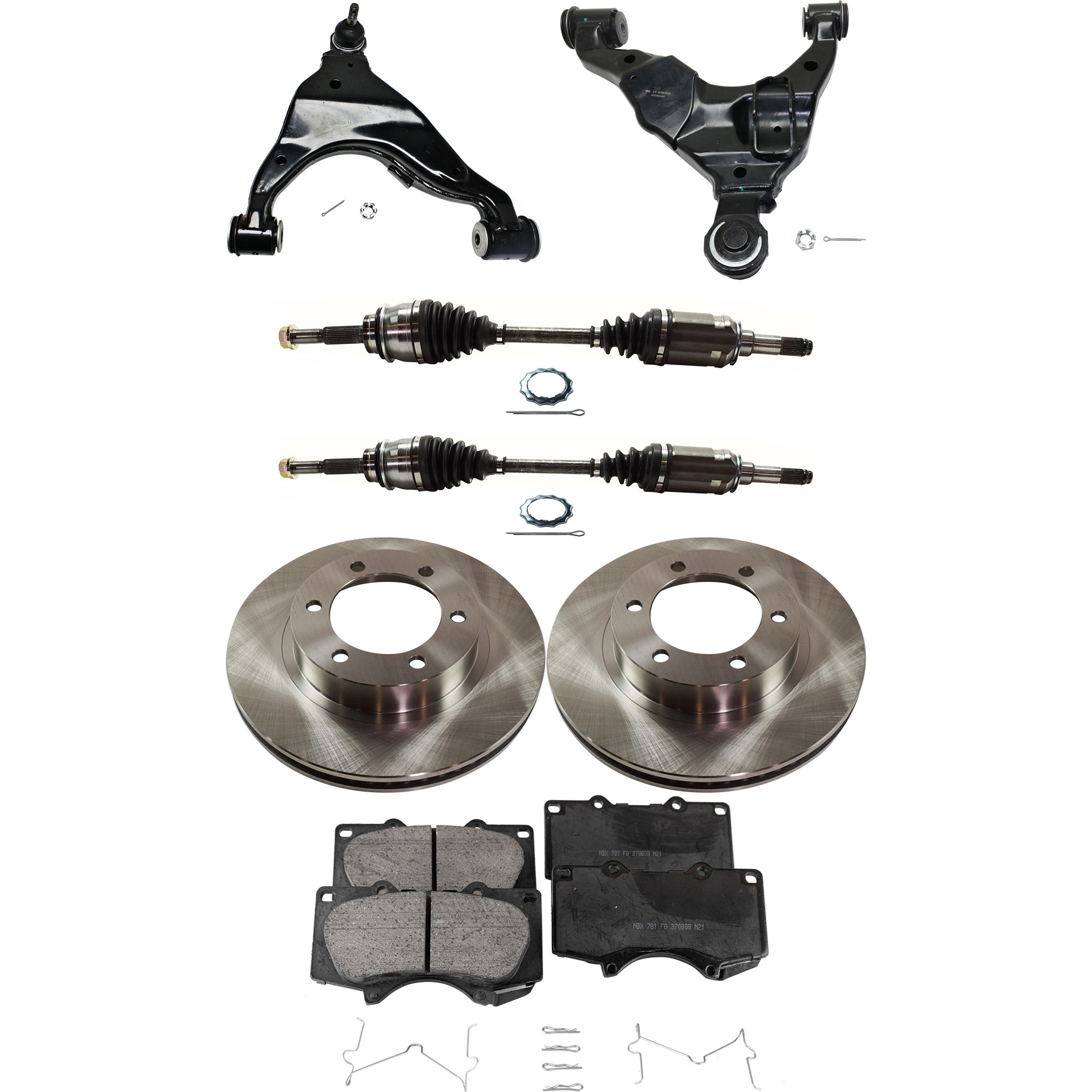 AM 4RUNNER 03-09 FJ CRUISER 07-09 FRONT CONTROL ARM KIT RH AND LH Lower 8 pc kit with Ball Joints SKU KIT 060222-281 OEM 4351235320-4351235321-04465040