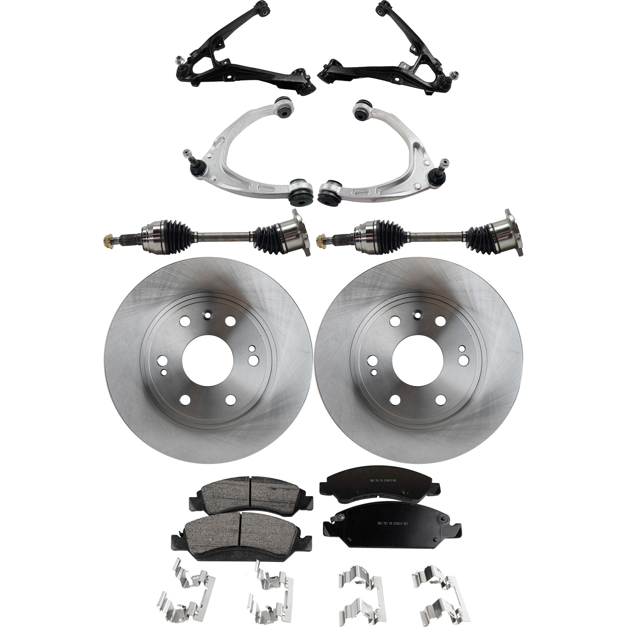 AM SILVERADO 1500 SIERRA 1500-14-16 FRONT CONTROL ARM KIT RH AND LH Upper and Lower 9 pc Kit with Ball Joint Axle Assembly Brake Disc and Brake Pad Set SKU KIT 060222-389 OEM 889-635-561-925-766-000-000-000-000