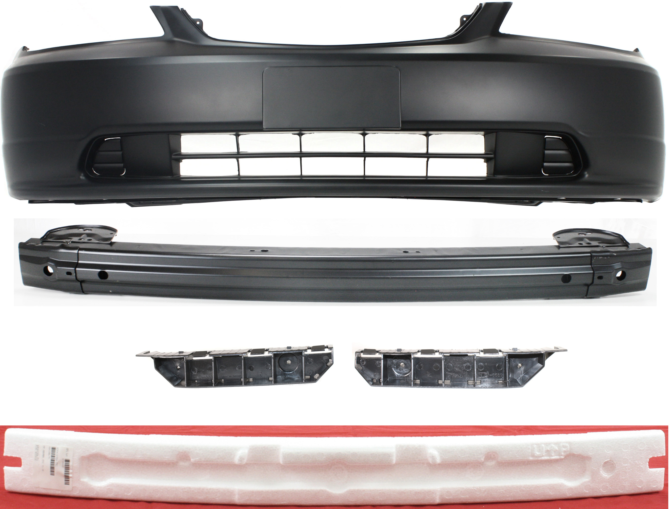 AM CIVIC 01-03 FRONT BUMPER COVER Primed 5 pc Kit with Bumper Absorber Bumper Reinforcement and Bumper Brackets SKU KIT 060317-56 Partslink HO1000197 HO1070130 HO1070136 HO1067114 HO1066114 HO1006156 OEM 04711S5PA90ZZ 71170S5DA01-7117
