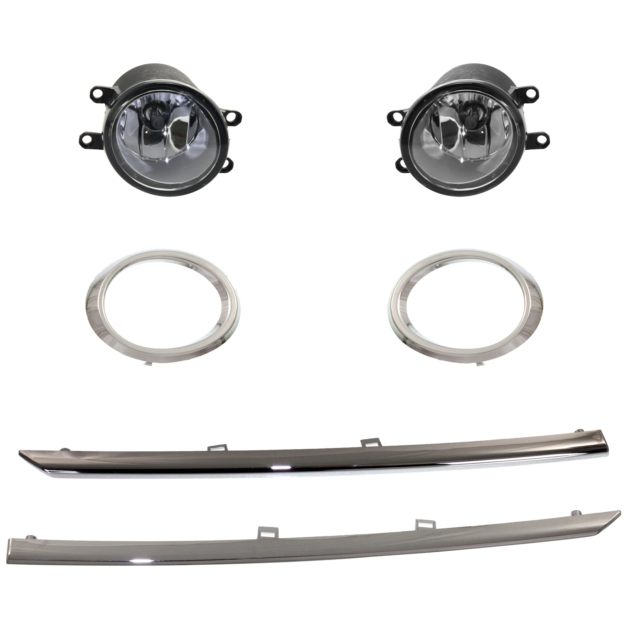 AM CAMRY 12-14 FRONT FOG LAMP RH AND LH 6 pc kit with FOG LAMP Bracket FOG LAMP Trim SKU KIT 060324 C08 Partslink TO2592123 TO2593123 TO2603101 TO2602101 TO1046100 TO1047100 OEM 8121006071-8122006071-52125062