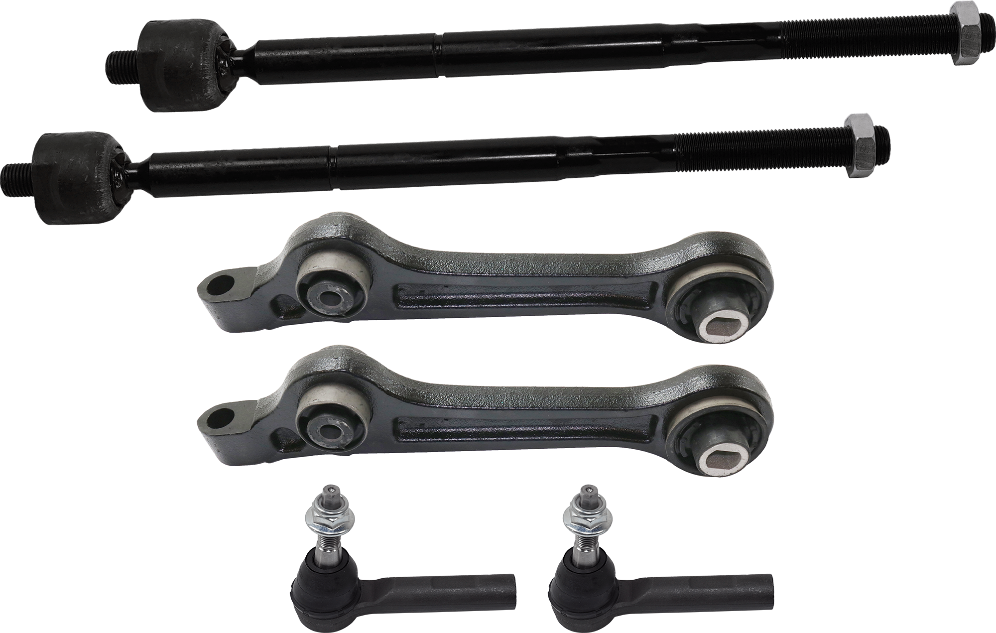AM CHARGER 11-20 CHALLENGER 11-18 FRONT CONTROL ARM RH AND LH Lower Rearward 6 pc Kit with Tie Rod End SKU KIT 060324 C106 OEM 5168389AB 68158378AA 68263727A