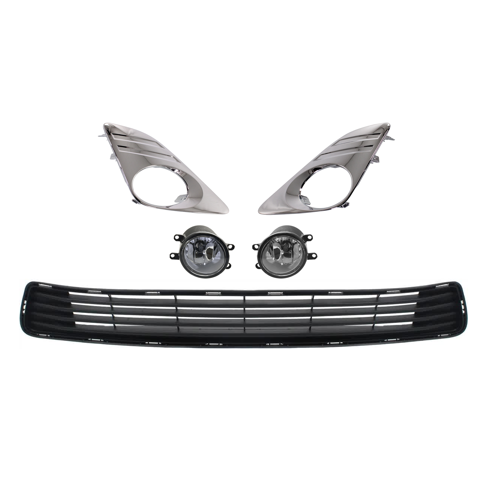 AM CAMRY 12-14 FRONT FOG LAMP RH AND LH 5 pc kit with Bumper Grille FOG LAMP Trim SKU KIT 060324 C10 Partslink TO2592123 TO2593123 TO1036128 TO1039148 TO1038148 OEM 8121006071-8122006071-53112062