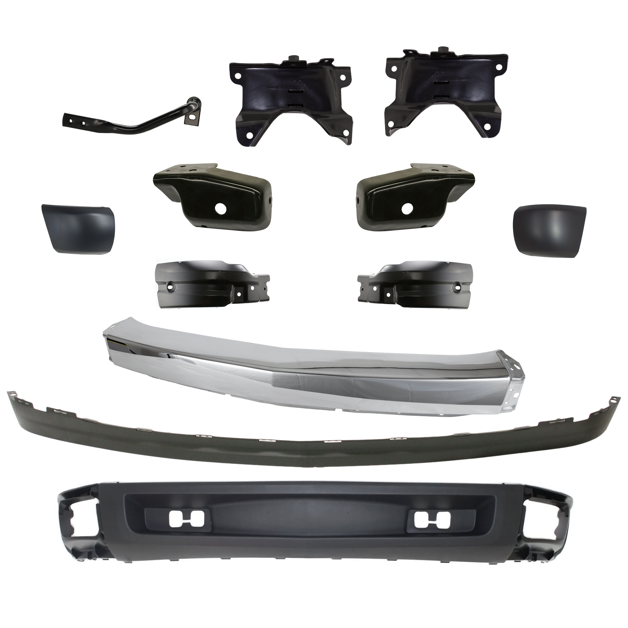 AM SILVERADO 1500-07-08 FRONT BUMPER 12 pc kit with Bumper Bracket SKU KIT 060324 C25 Partslink GM1002830 GM1043107 GM1066180 GM1067180 GM1066179 GM1067179 GM1005148 GM1016103 GM1017103 GM1004148 GM1092191 GM1092192 OEM 15836961-22861859-15838208-158