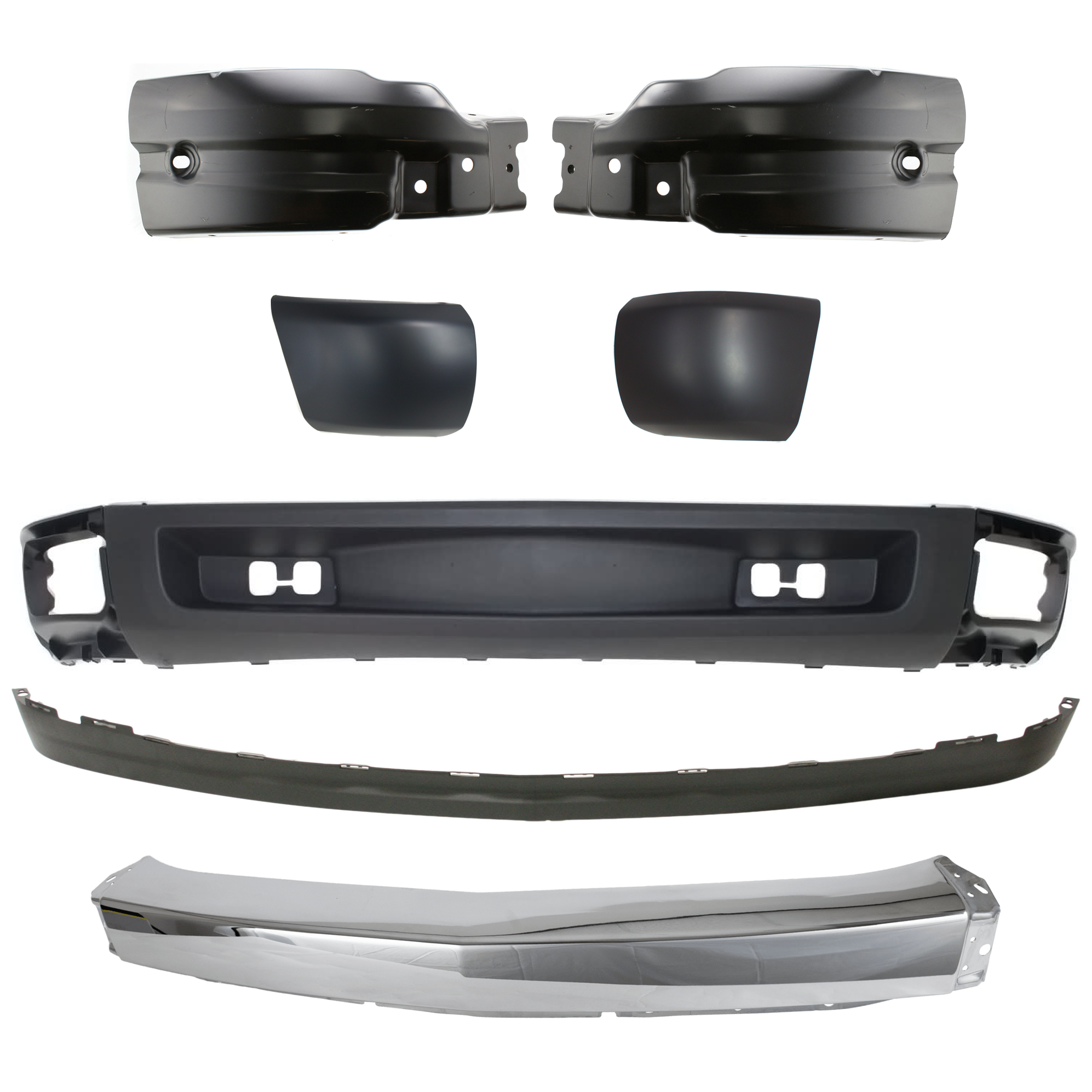 AM SILVERADO 1500-07-08 FRONT VALANCE Lower 7 pc kit with Bumper Bumper End SKU KIT 060324 C26 Partslink GM1092191 GM1092192 GM1002830 GM1016103 GM1017103 GM1005148 GM1004148 OEM 15915504-25821880-15836961-158