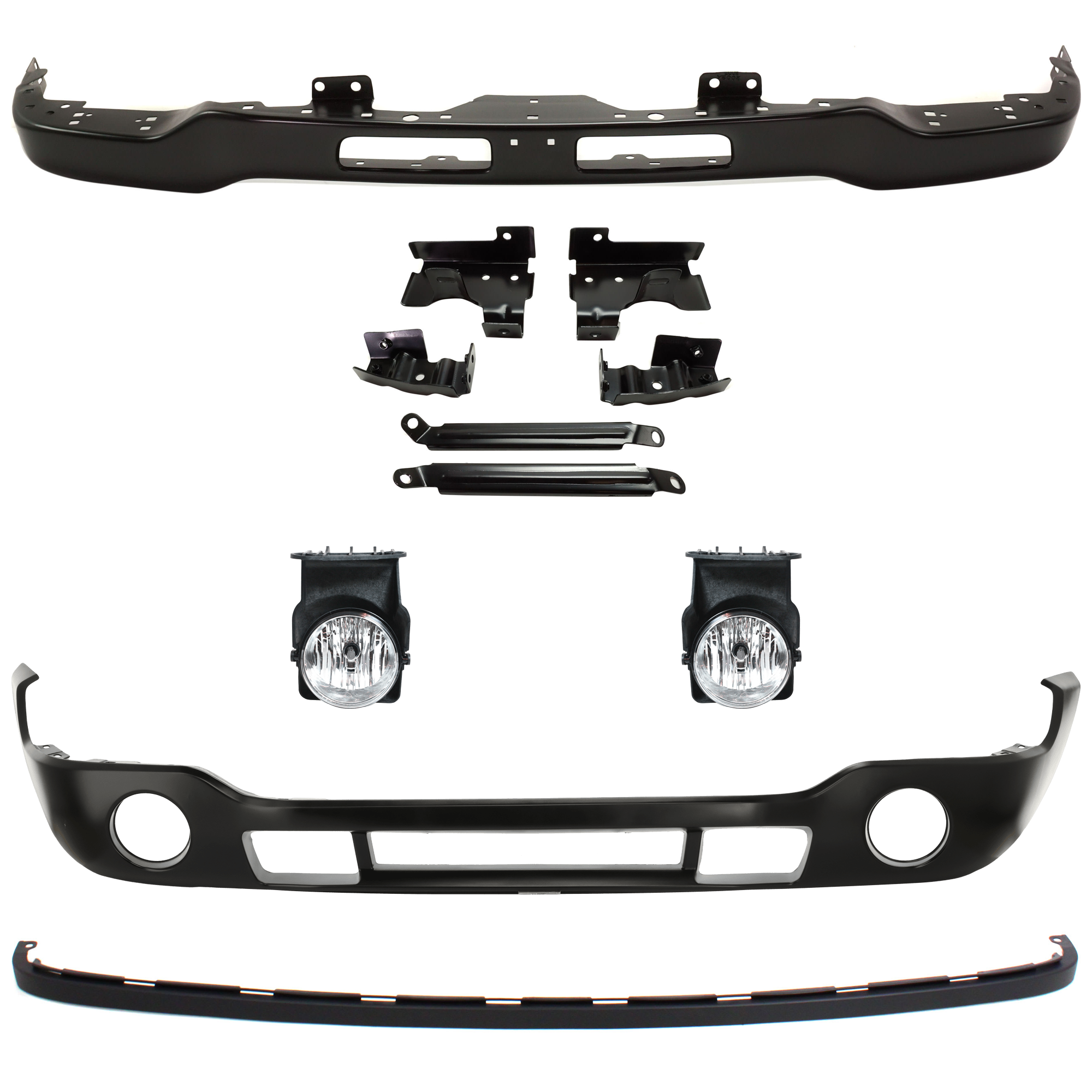 AM SIERRA 05-06 FRONT BUMPER 5 pc kit with Bumper Cover Fog Light Valance SKU KIT 060324 C37 Partslink GM1002464 GM1000684 GM2592154 GM2593154 GM1092201 OEM Performance 12335963-88979837