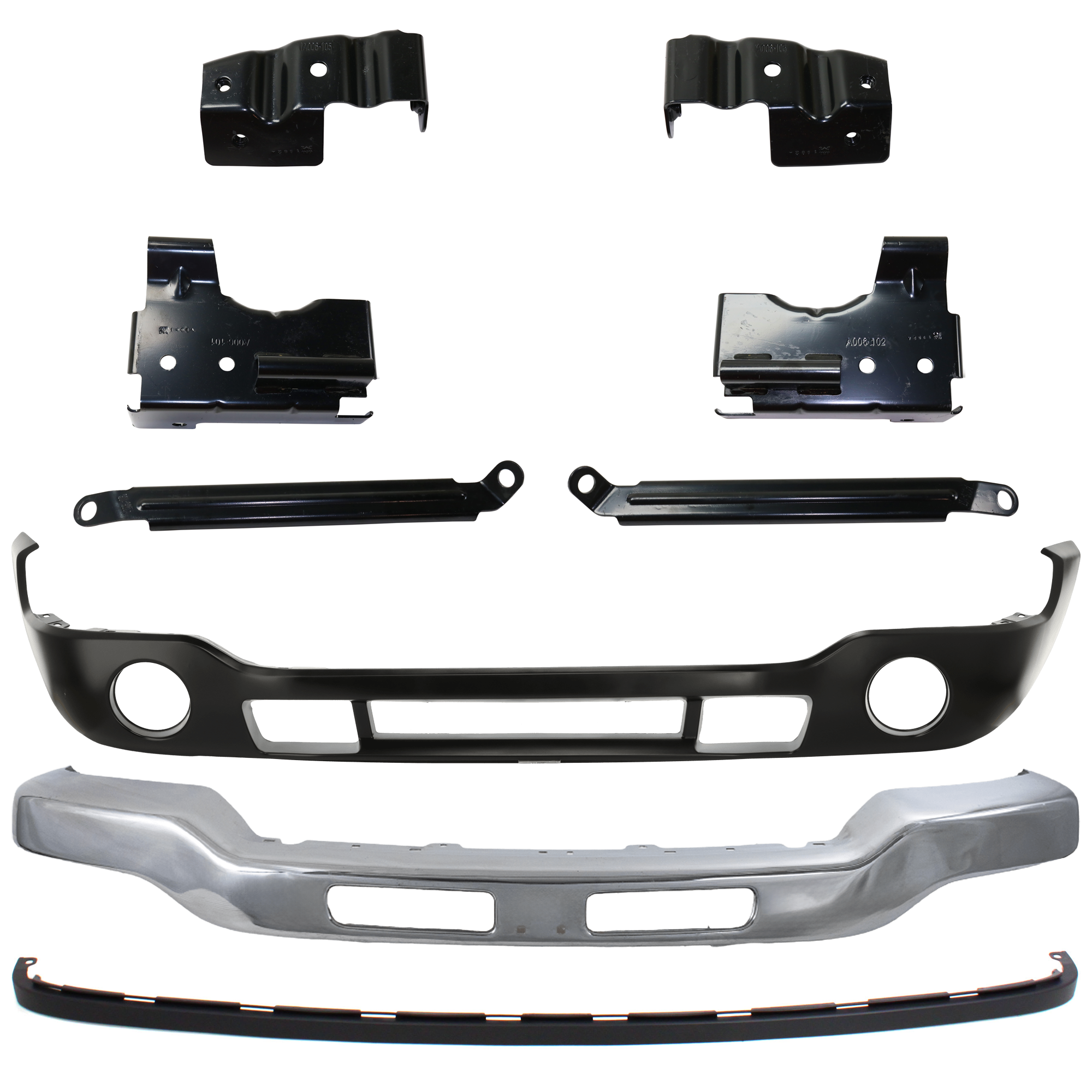 AM SIERRA 03-06 FRONT BUMPER 9 pc kit with Bumper Bracket Bumper Cover Valance SKU KIT 060324 C39 Partslink GM1002418 GM1066165 GM1067165 GM1066164 GM1067164 GM1066166 GM1067166 GM1000684 GM1092201 OEM 15098990-15098994-15098995-151