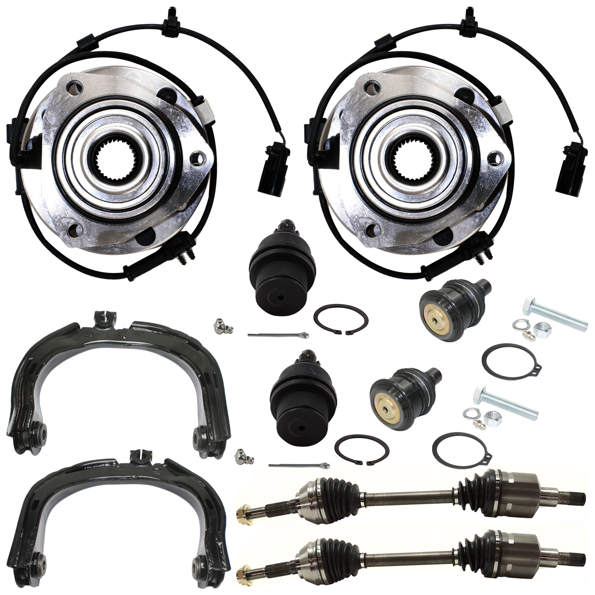AM RAINIER 04-07 FRONT HUB ASSEMBLY 10 pc kit with Axle Assembly Ball Joint Control Arm SKU KIT 060324 C56 OEM 8151308580-26079789-8260797890