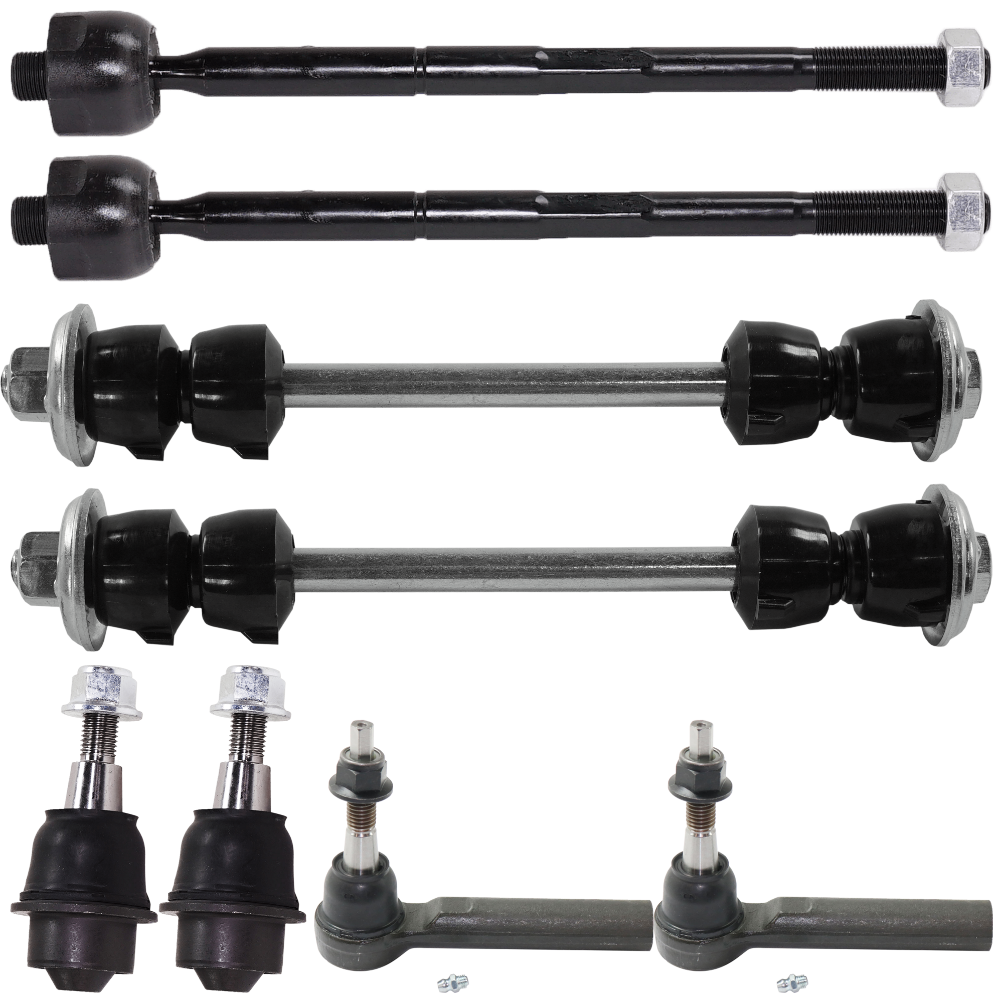 AM SILVERADO 1500-14-16 ESCALADE 15-16 FRONT TIE ROD END RH AND LH Inner and Outer 8 pc kit with Ball Joint Sway Bar Link SKU KIT 060324 C64 OEM 45A10036-4012563 GES800948-228