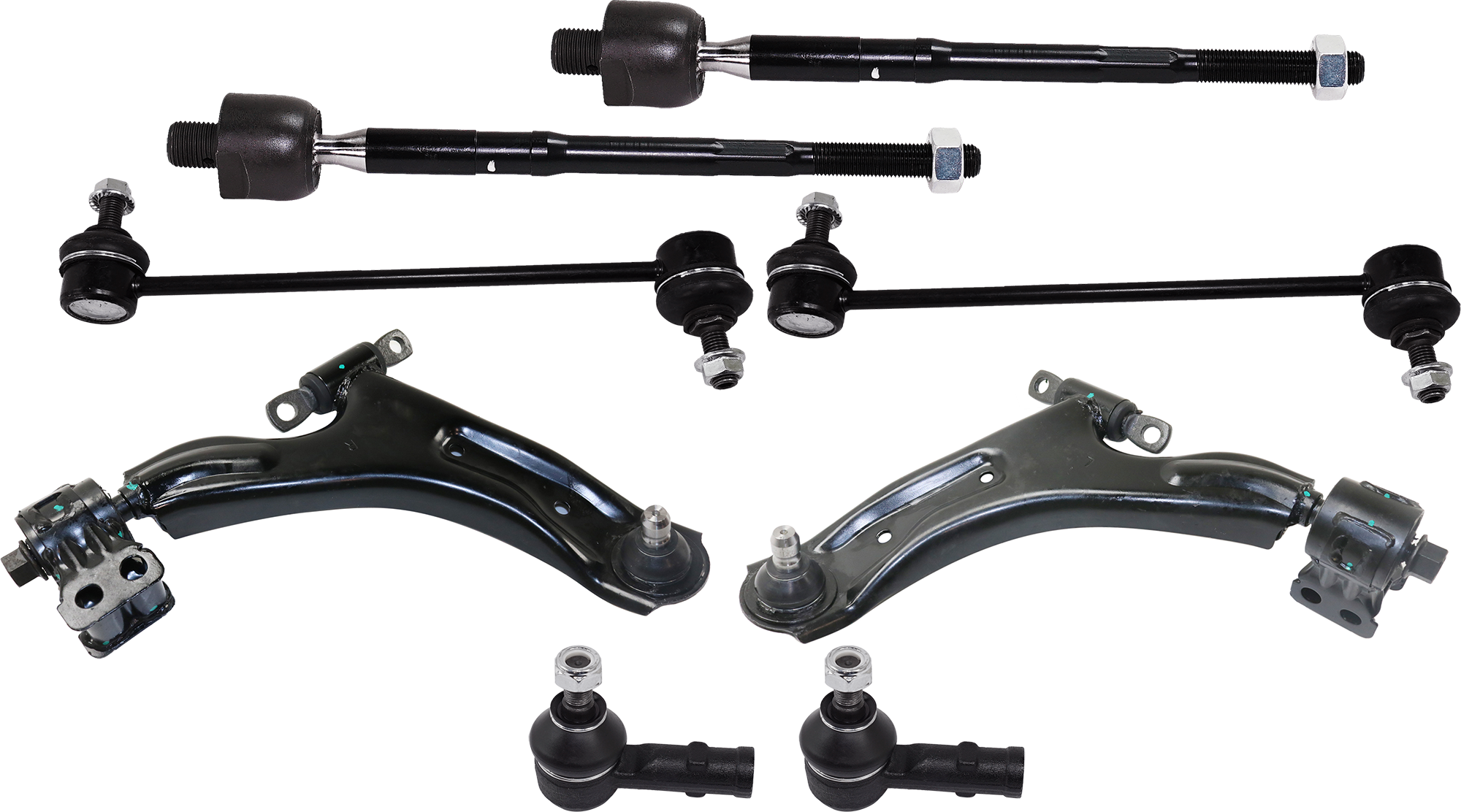AM SPARK 13-15 SPARK EV 14-16 FRONT CONTROL ARM RH AND LH Lower with Sway Bar Link Tie Rod End SKU KIT 060324 C73 OEM 953-192-159-531-921-000-000-000-000