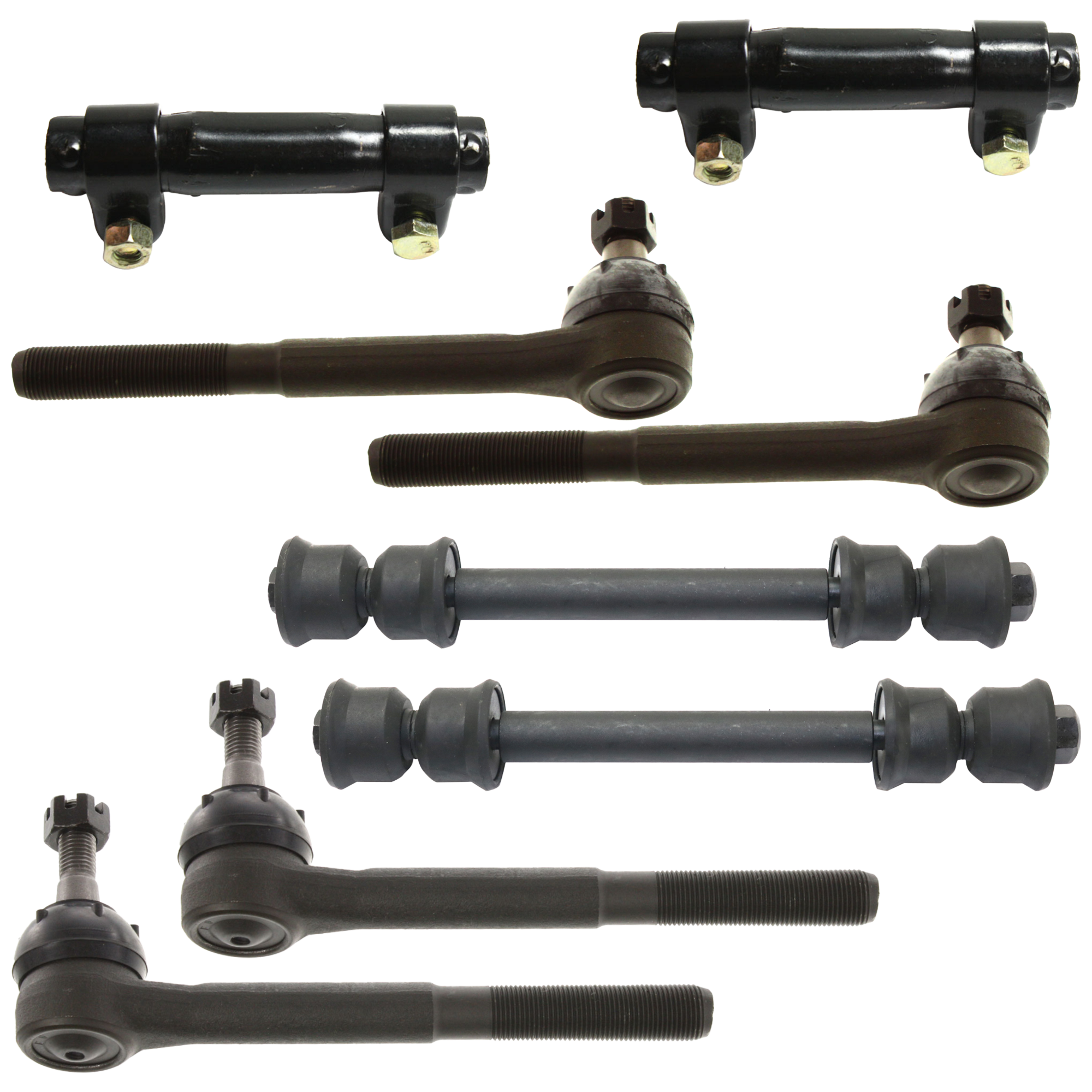 AM K2500 K3500-88-00 FRONT TIE ROD END RH AND LH Inner and Outer 8 pc kit w Sway Bar Link and Tie Rod Adjusting Sleeve SKU KIT 060424 C100 OEM 310386-386005-2692728-40114