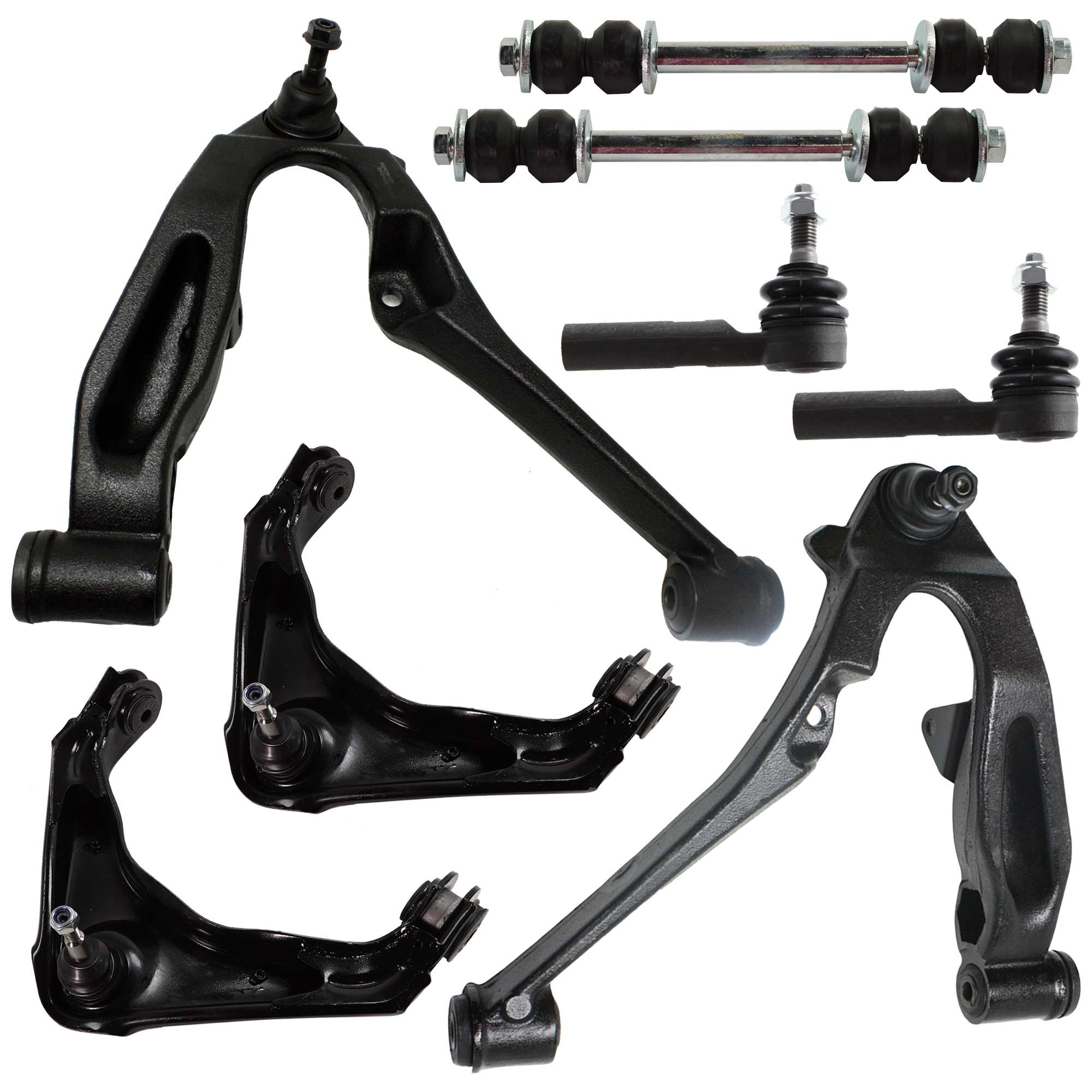 AM SUBURBAN 2500 YUKON XL 2500-01-13 FRONT CONTROL ARM RH AND LH Upper and Lower 8 pc kit with Sway Bar Link and Tie Rod End SKU KIT 060424 C109 OEM 12043-521878-2606037-507160