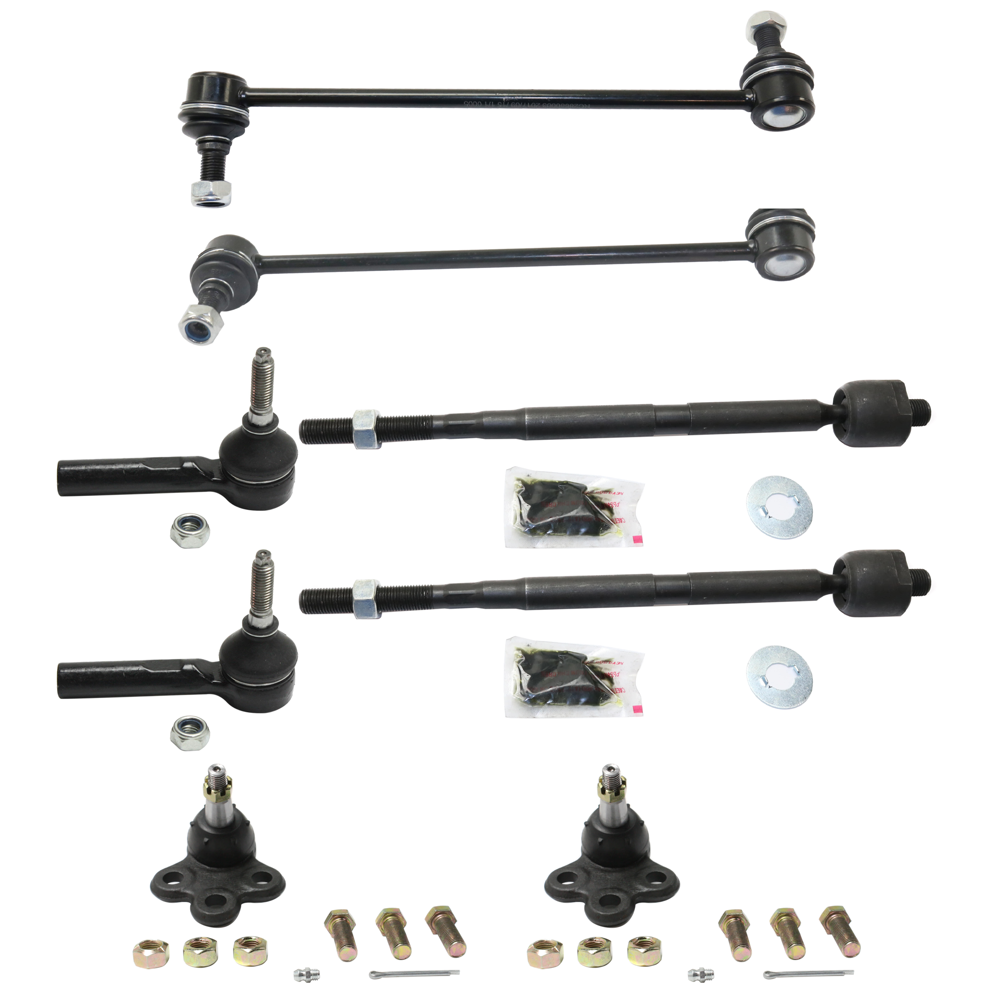 AM EQUINOX TORRENT 08-09 FRONT TIE ROD END RH AND LH Inner and Outer 8 pc kit w Ball Joint and Sway Bar Link SKU KIT 060424 C121 OEM 19149839-2693399-15140337-1