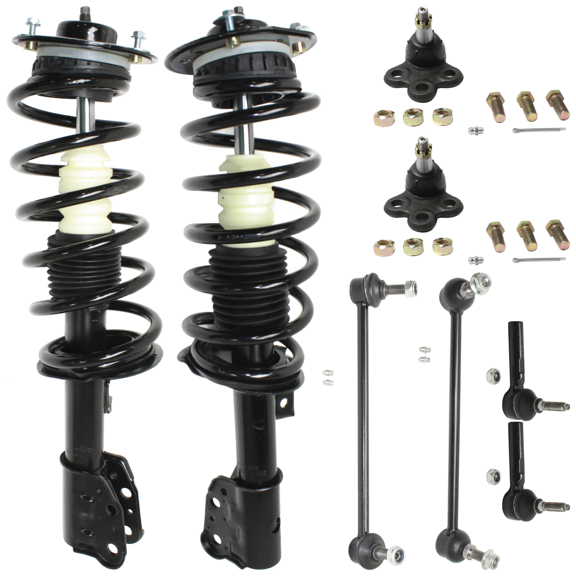 AM EQUINOX 05-06 TORRENT 06-06 FRONT FULLY LOADED STRUTS RH AND LH 8 pc kit Gas Charged Twin tube w Ball Joint Sway Bar Link and Tie Rod End SKU KIT 060424 C124 OEM 15800495-88965461-19122332