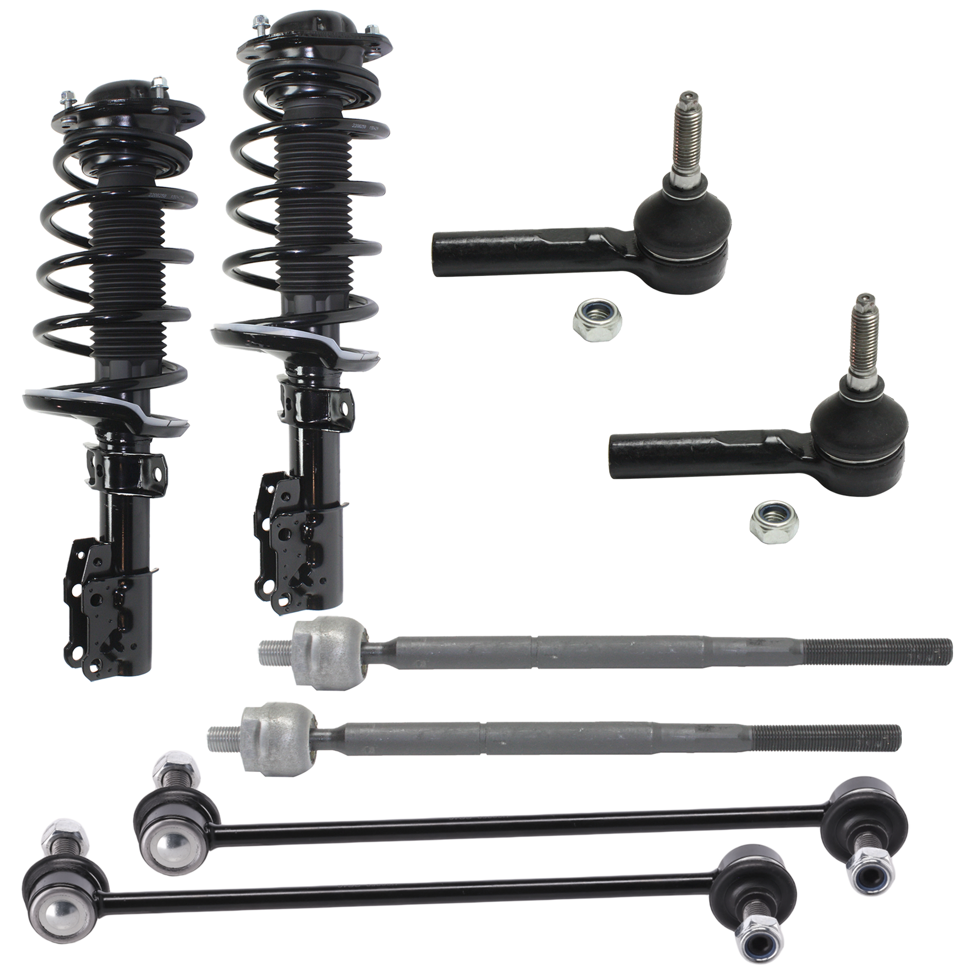 AM COBALT 05-10 HHR 06-11 FRONT FULLY LOADED STRUT RH AND LH 8 pc Kit Gas Charged Twin tube with Sway Bar Link Tie Rod End SKU KIT 060424 C127 OEM 10368516-88964331-19181044-191